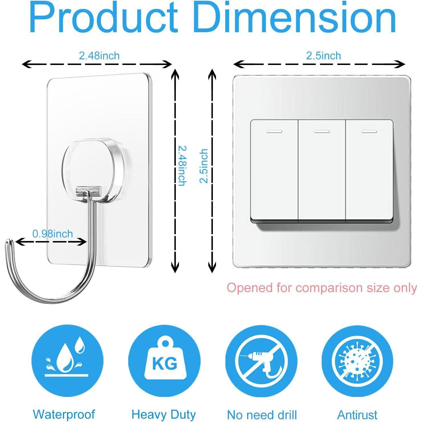 Ganchos Adhesivos Grandes JINSHUNFA 8 Piezas 6.3x6.3cm