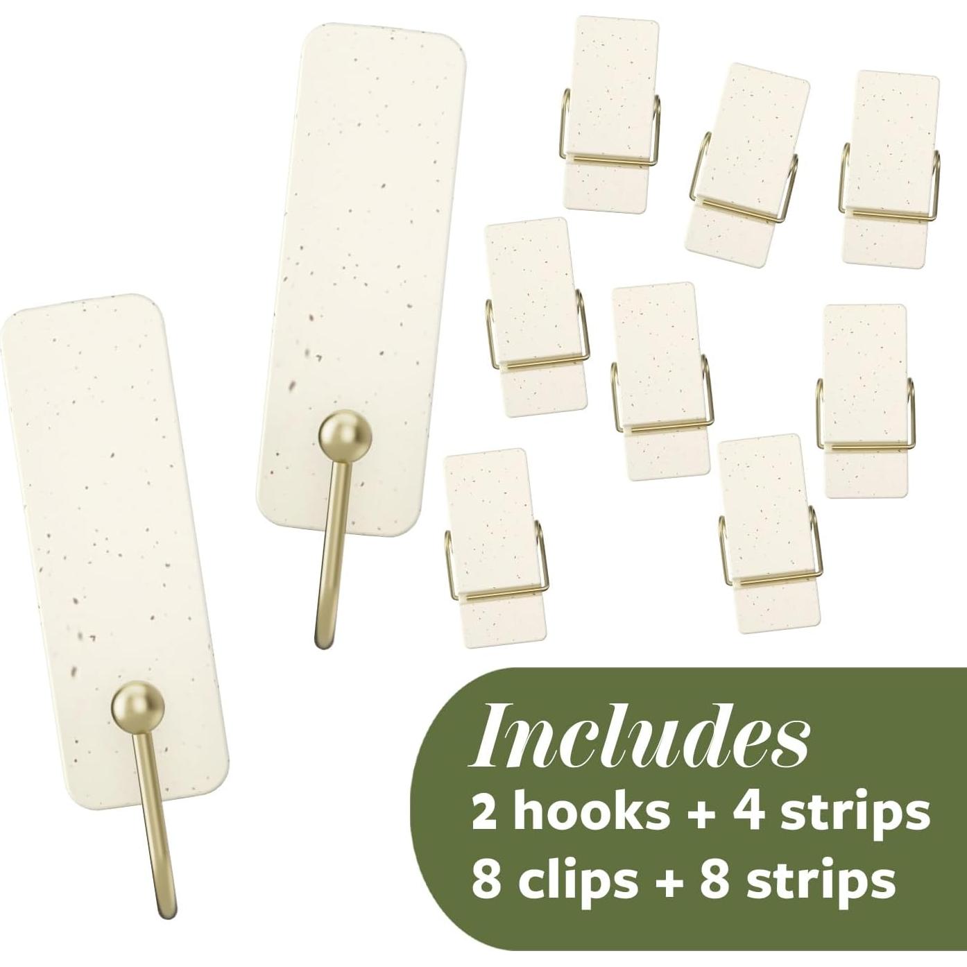 Ganchos Adhesivos Command Frijol de Vainilla 2 Medianos + 8 Clips