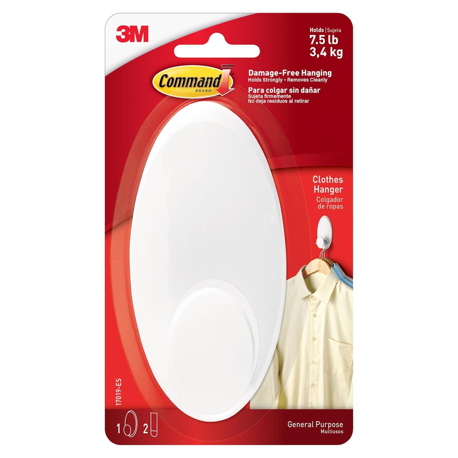 Perchero Command Grande Blanco, Soporta 3.4 kg, 1 Gancho