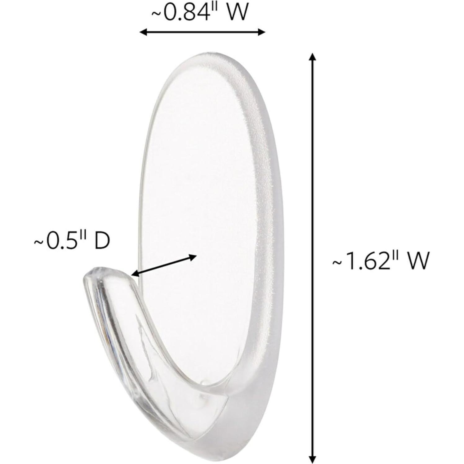 Ganchos de Pared Claros Command Ovalados - 2 Ganchos, 4 Tiras, Soporta 0.45 kg
