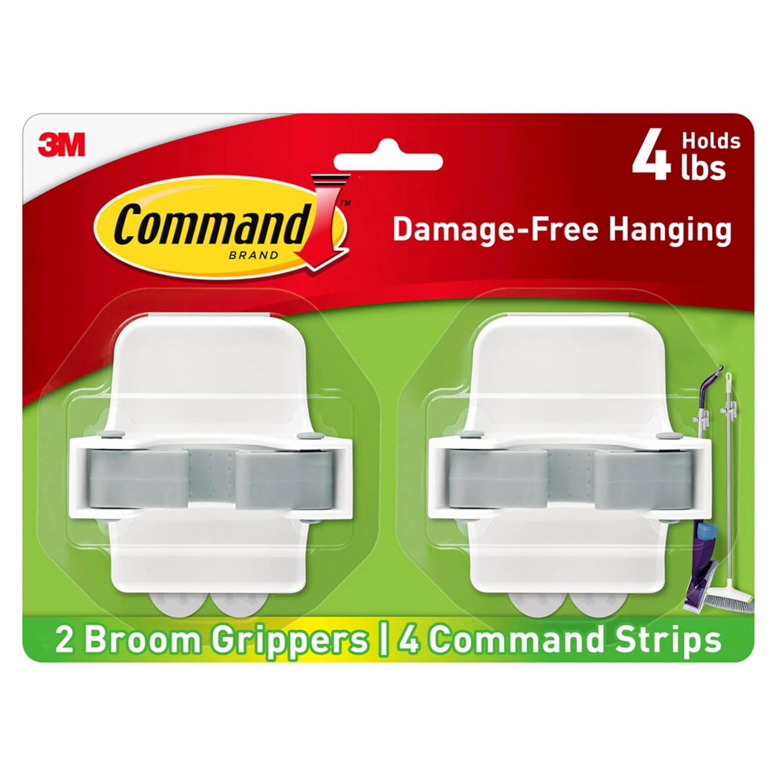 Soporte para Escobas Command Blanco - 2 Ganchos, 4 Tiras Adhesivas