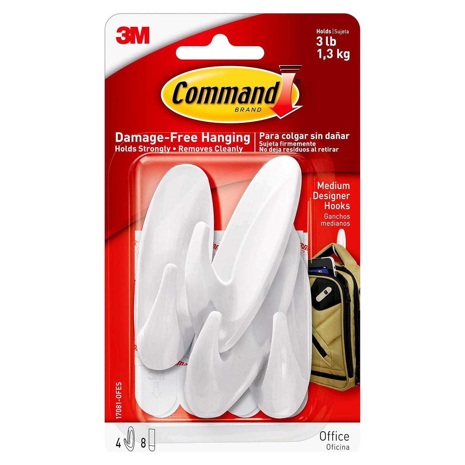 Ganchos Diseñadores Medianos Command 4 Piezas Blanco 1.36kg
