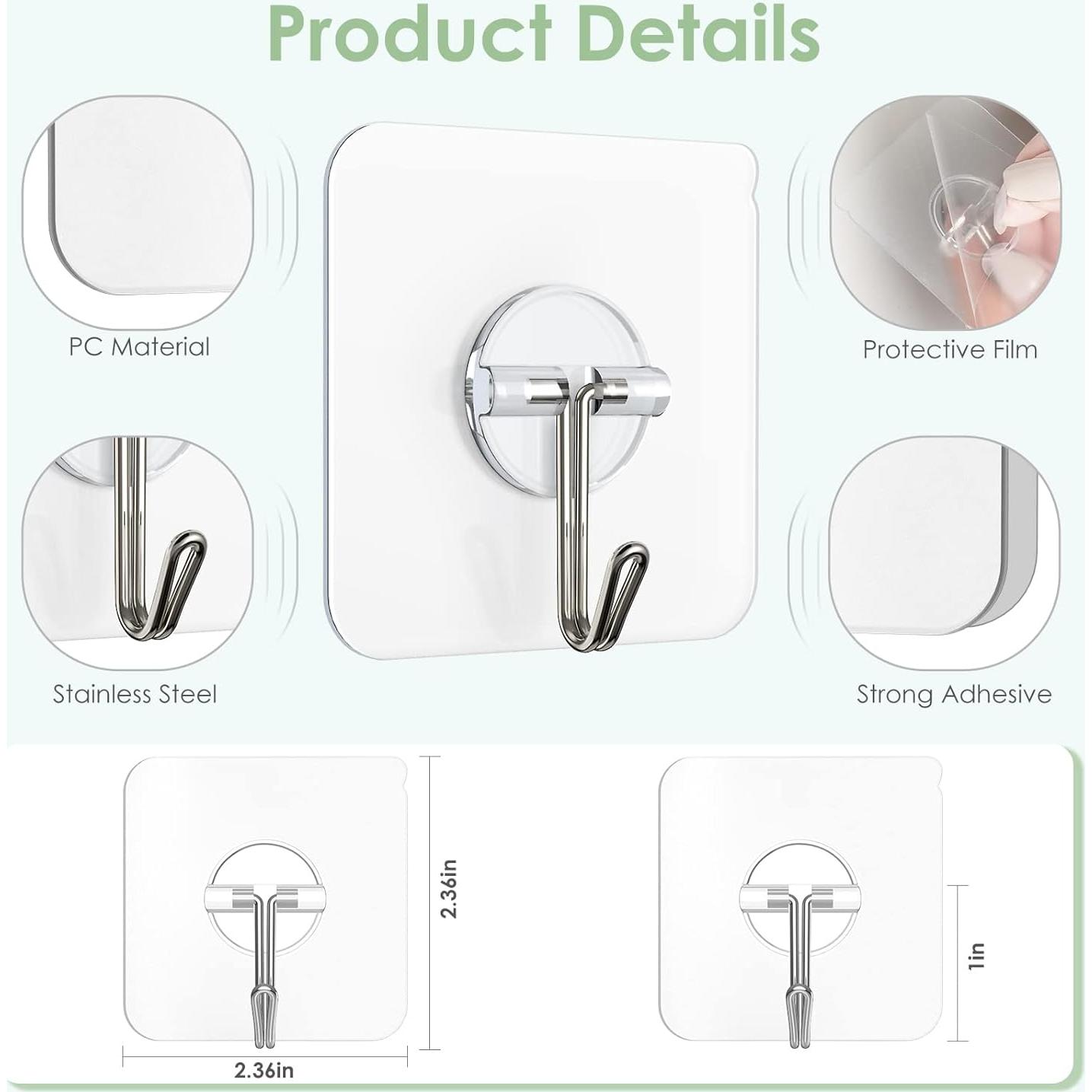 Ganchos Adhesivos Transparentes Lomrsiul 24 Unidades 5.9 kg