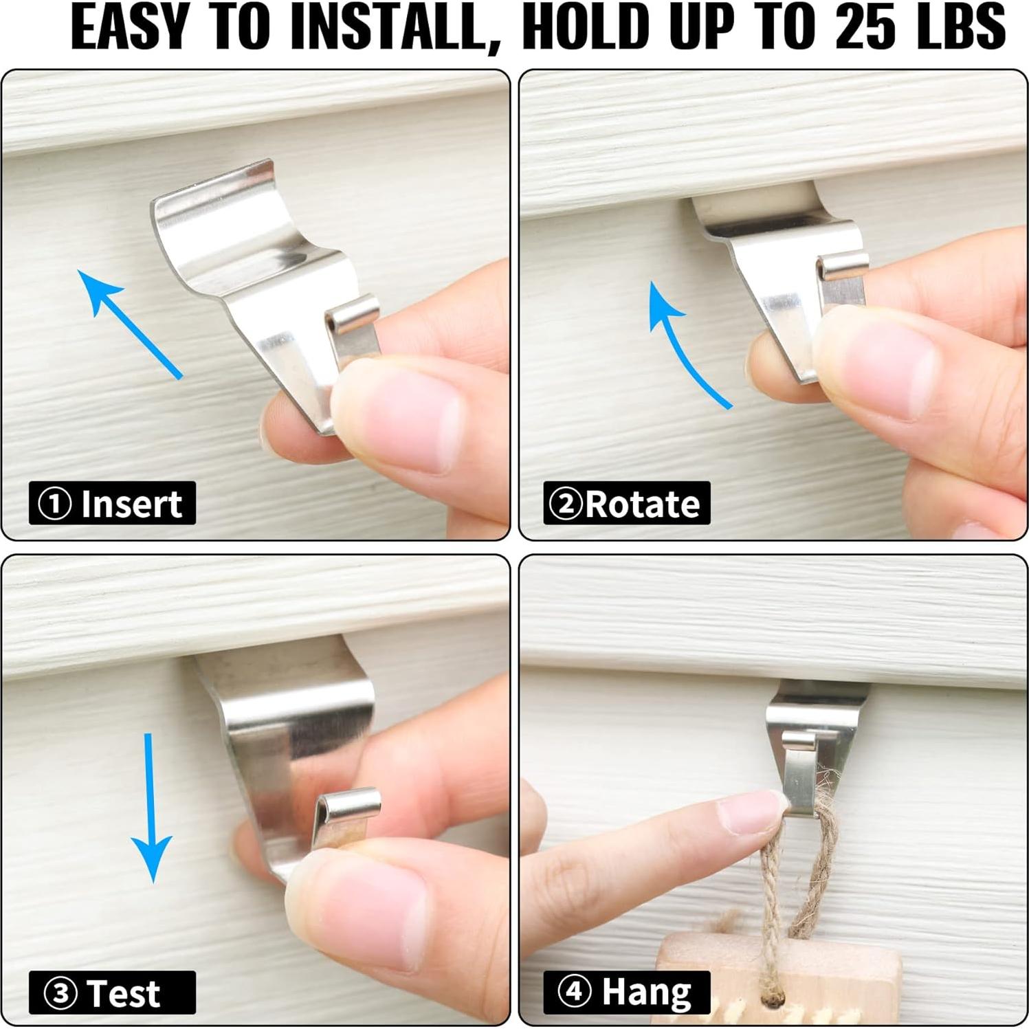 Ganchos de Siding de Acero Inoxidable 304 Aminigram - Paquete de 12