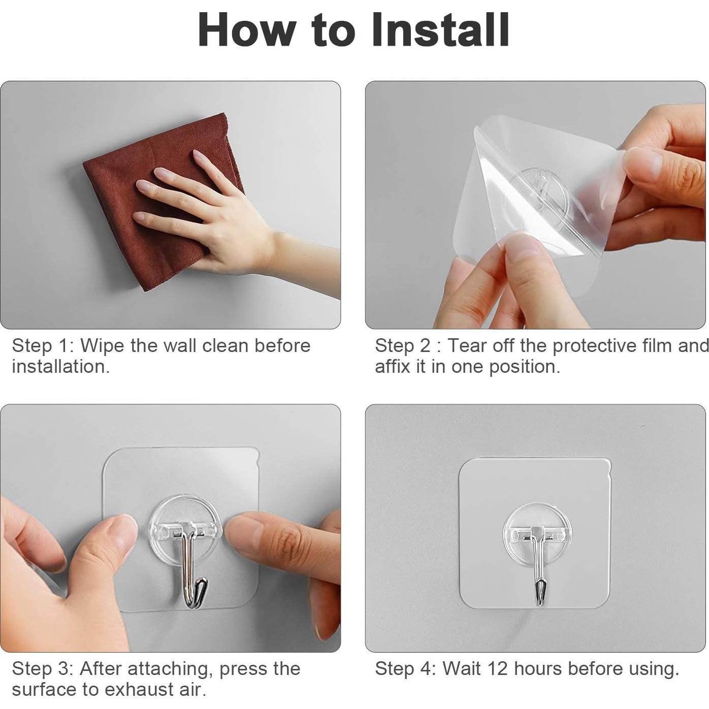 Ganchos Adhesivos ZNBEN Transparentes 5.9kg 10 Paquetes