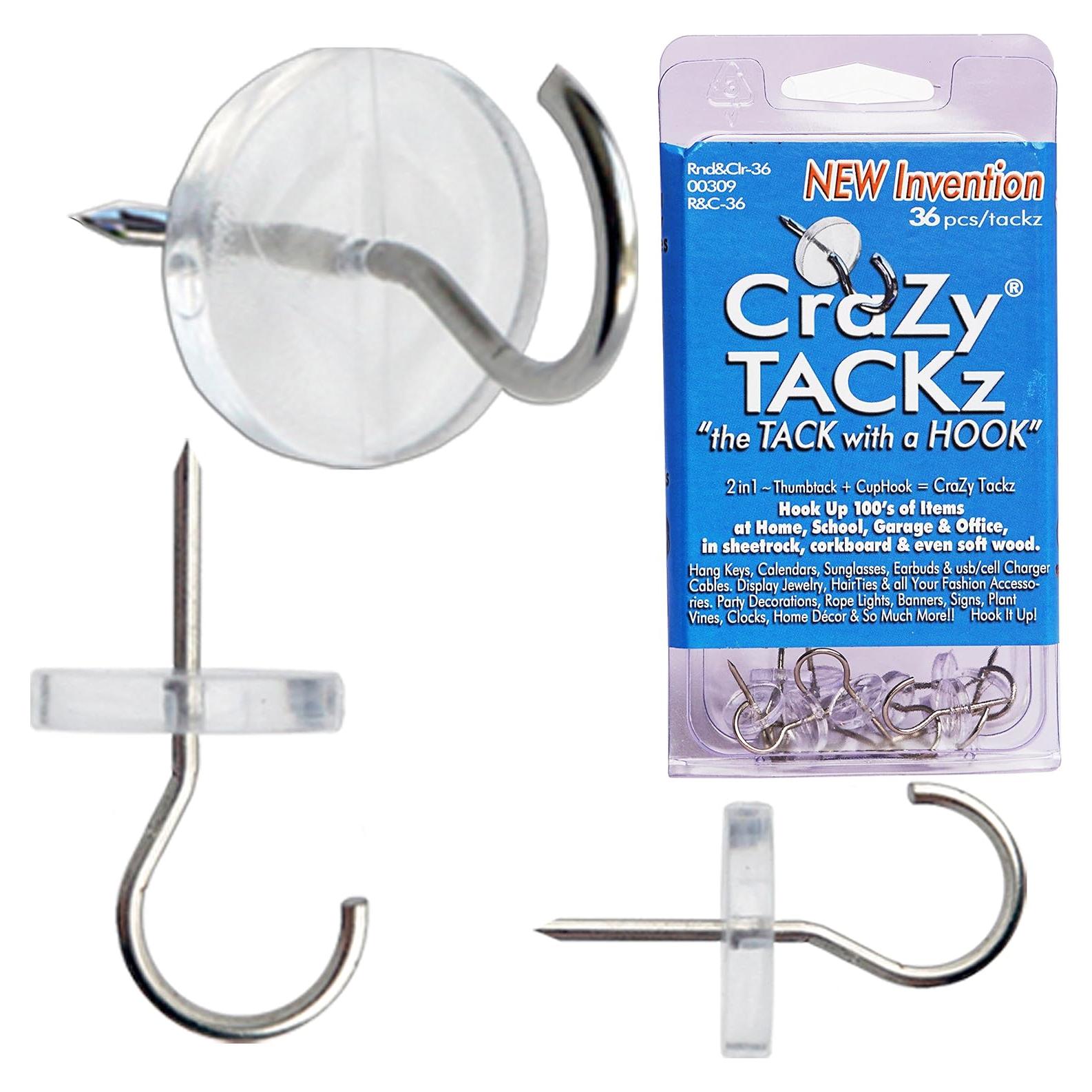 Chincheta con Gancho CraZy TACKz 36 Piezas Transparente