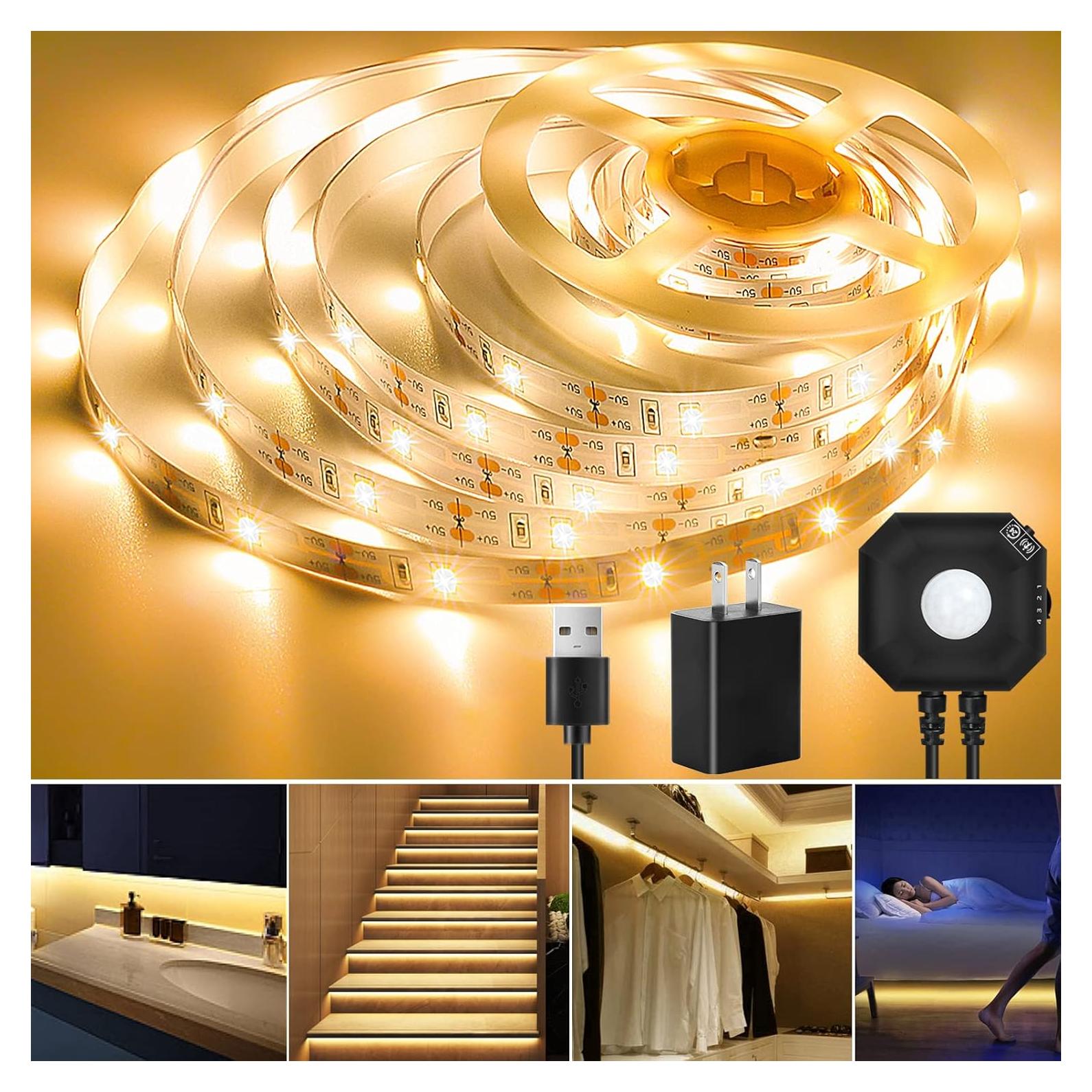 Luces de Tira LED HOUHUI 3m con Sensor de Movimiento USB