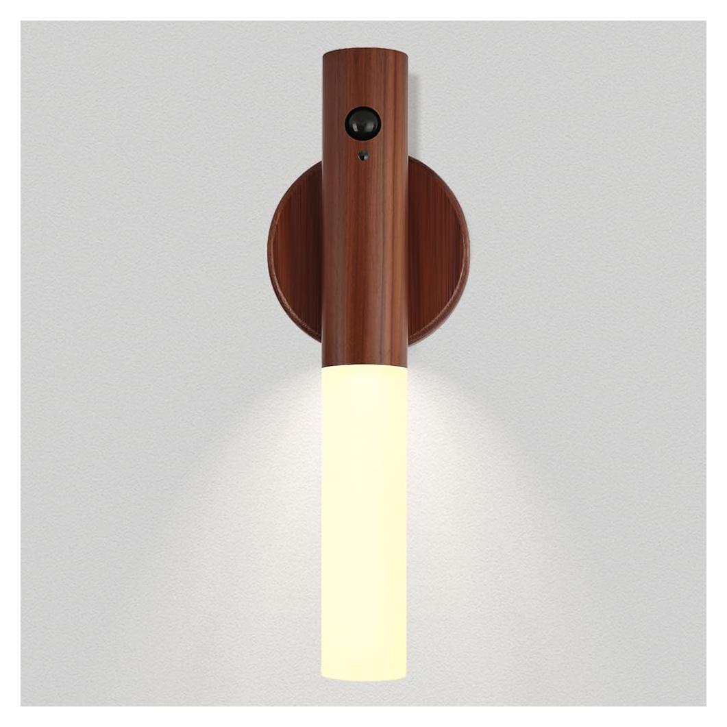 Luz Nocturna LED LANDGOO Madera de Nogal con Sensor 180mm