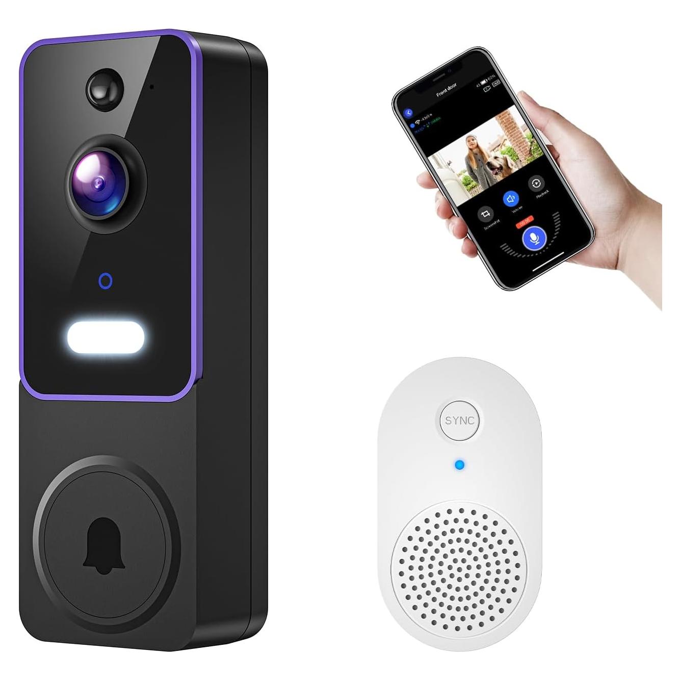 Cámara de Timbre de Video Inalámbrica ClipBlur P80 1080p