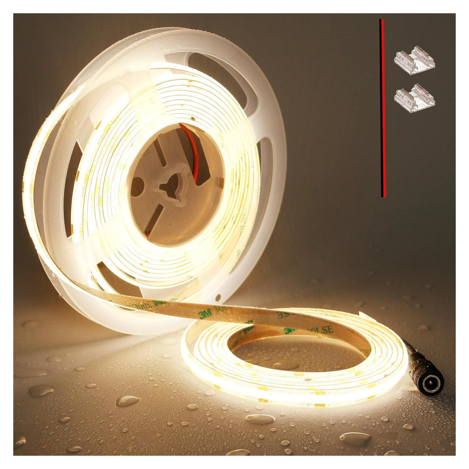 Tira LED COB 12V 3000K Blanco Cálido IP65 5M 480LEDs/M