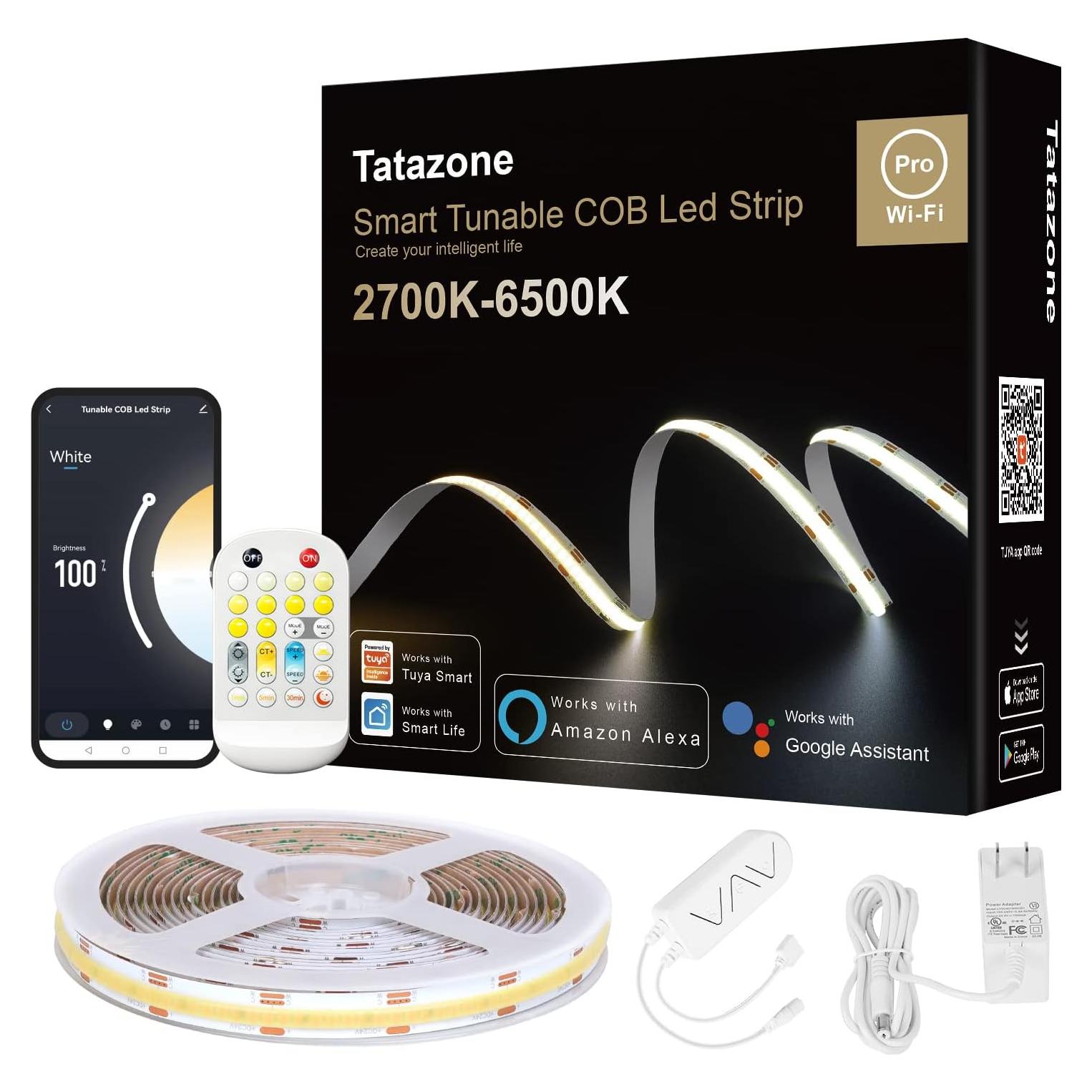 Cinta LED COB 5m Ajustable Tatazone 2700K-6500K Control Voz