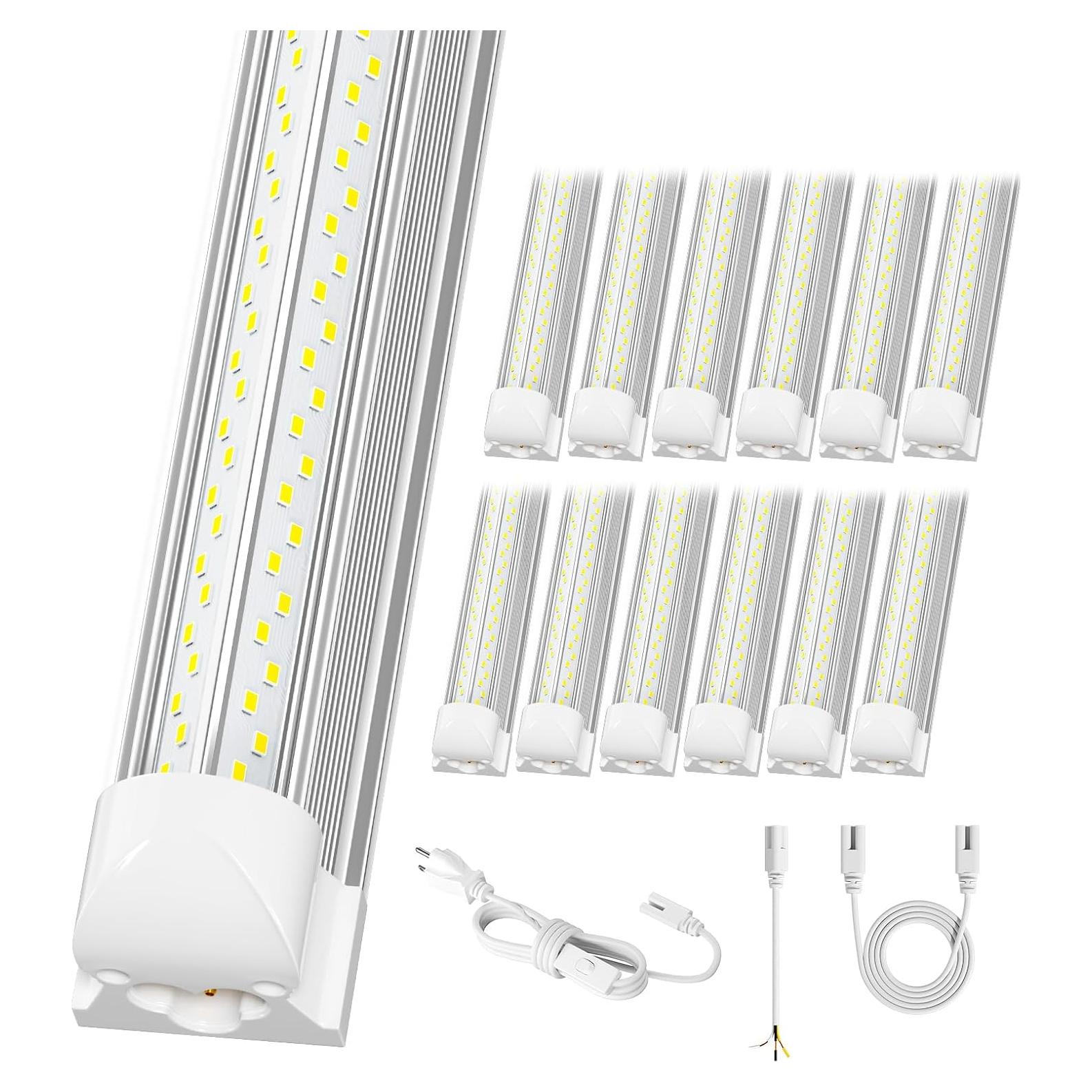 Paquete de 12 luces LED de taller ELEKICO 100W 8ft 15000lm