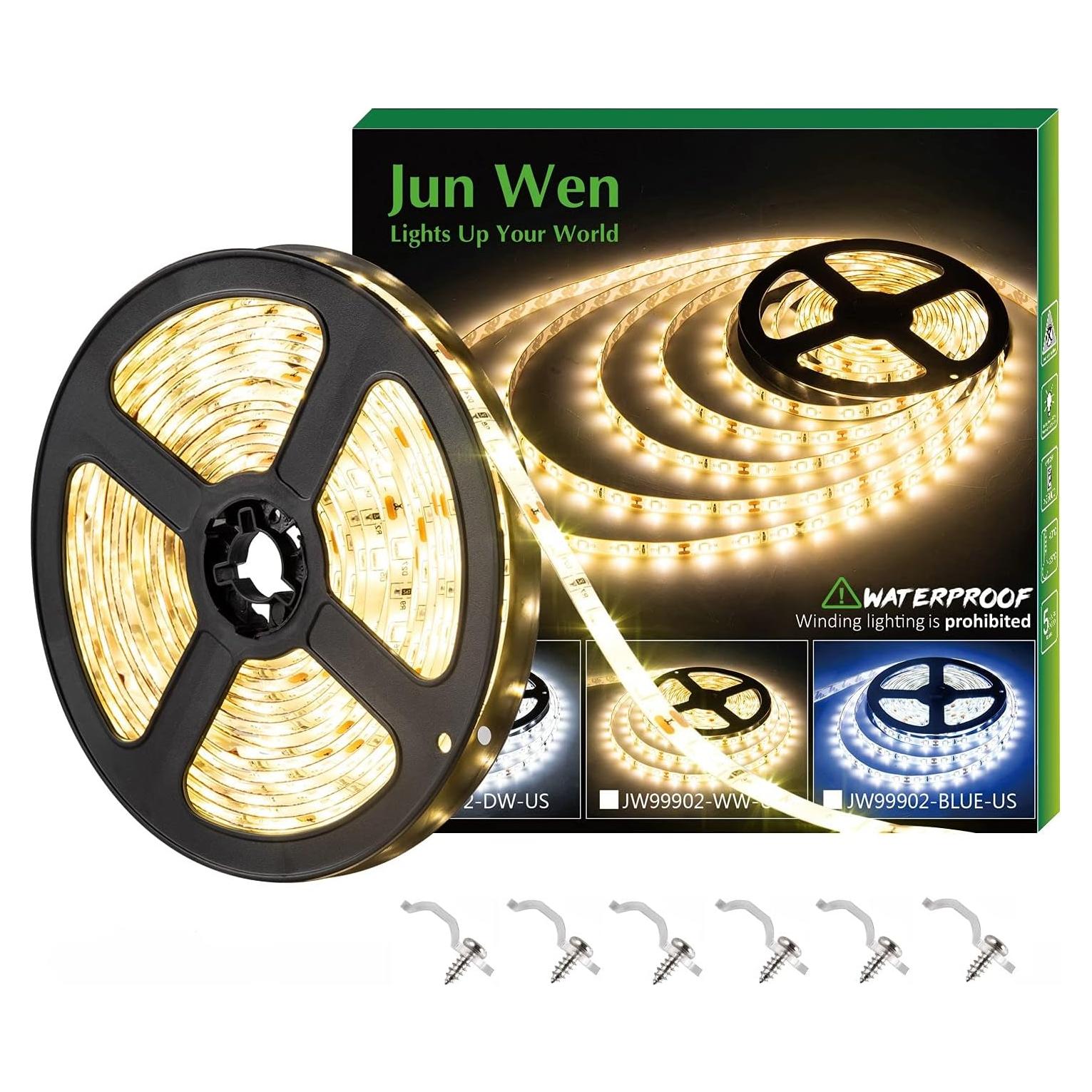 Tira de LED 5m JUNWEN Blanco Cálido Impermeable 12V