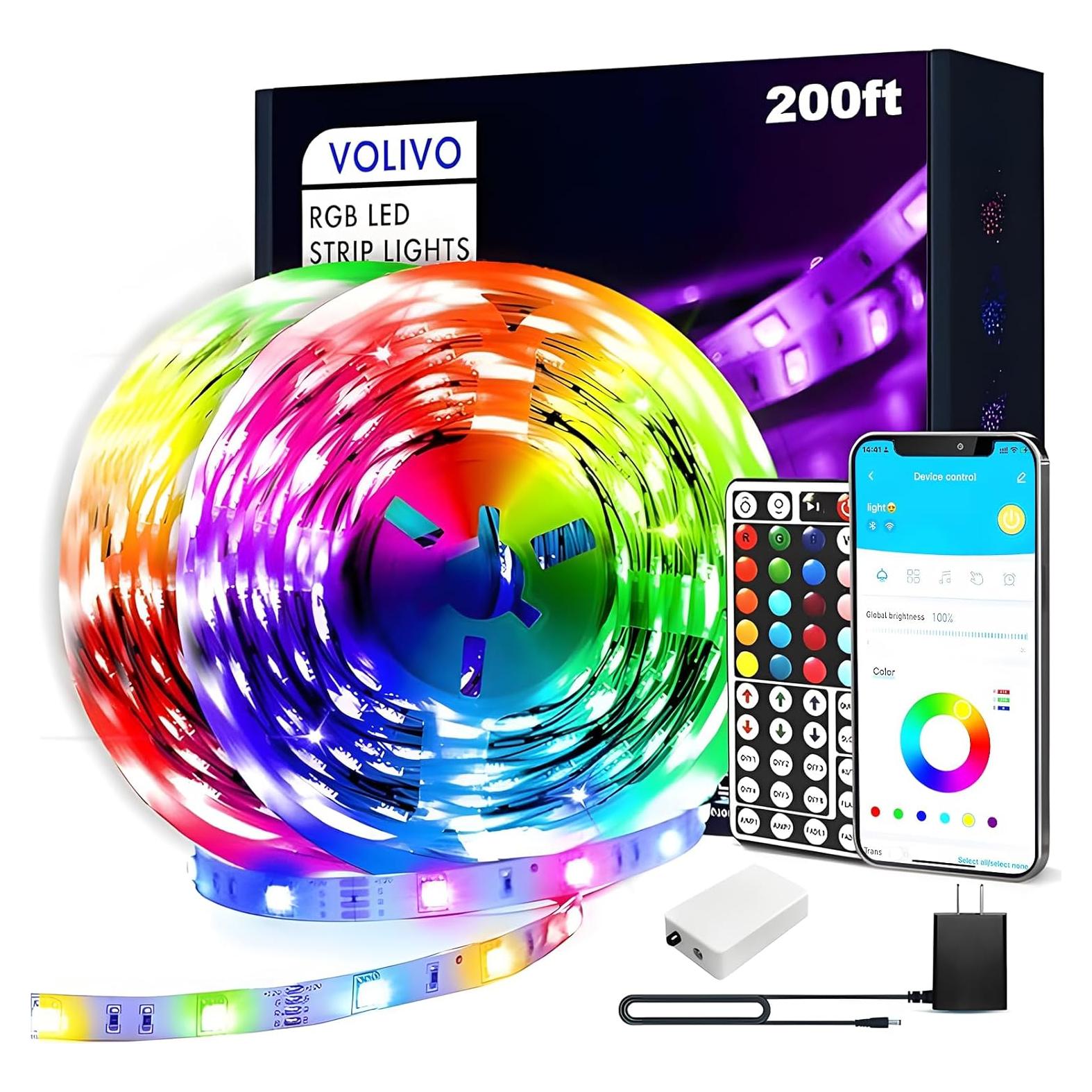 Tira de Luz LED VOLIVO 61m Bluetooth RGB Control App
