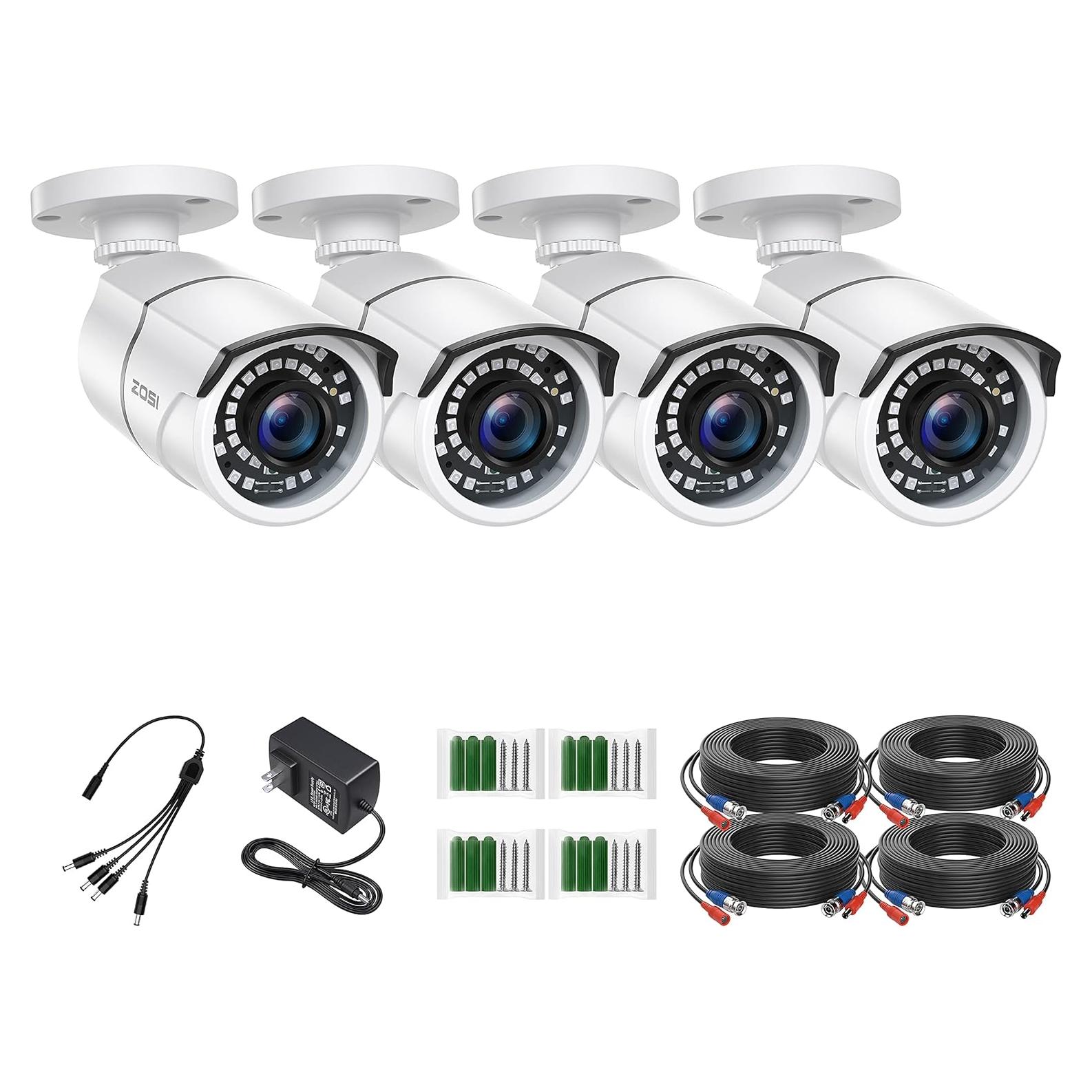 Cámara de Seguridad ZOSI 4 Pack 2MP 1080p Visión Nocturna