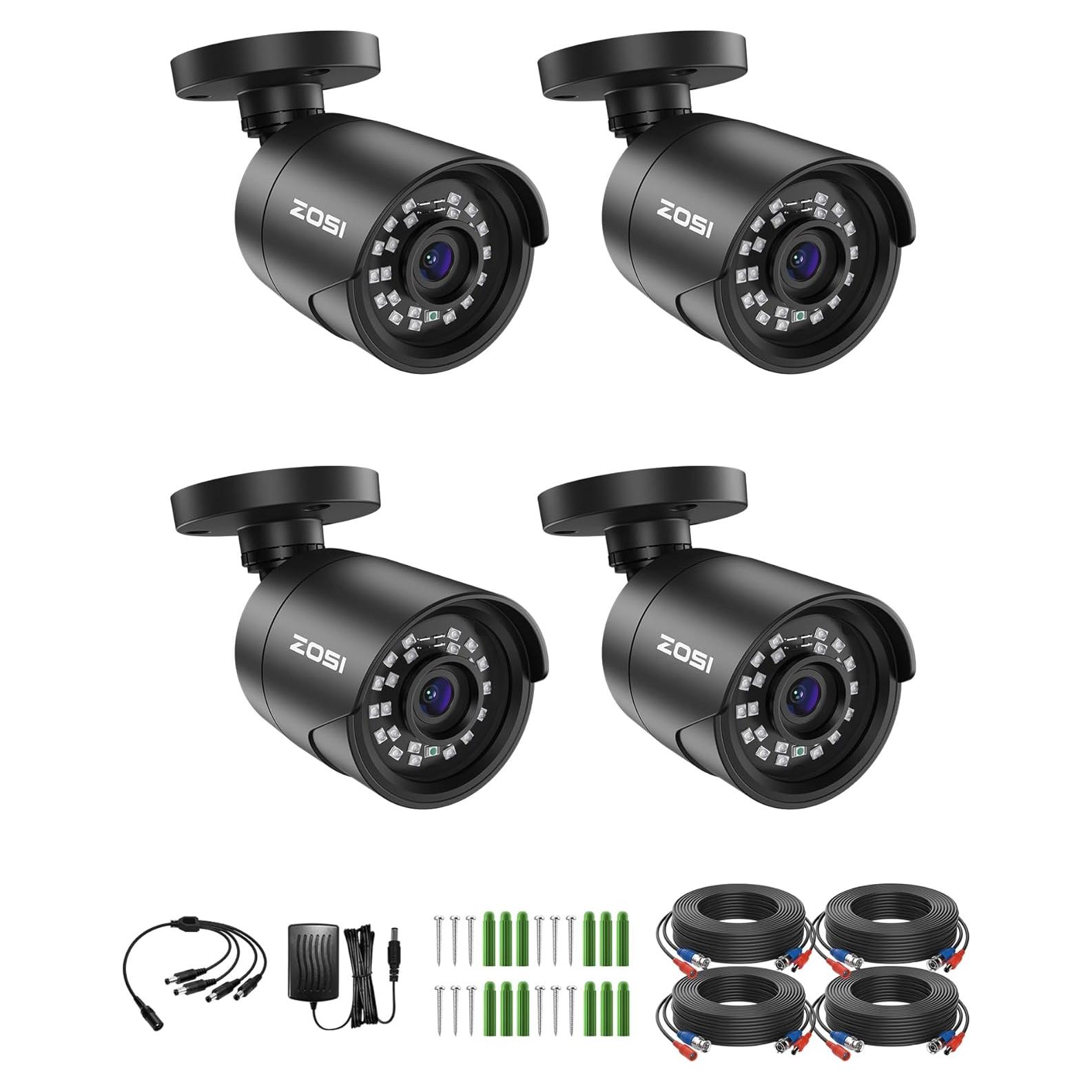 Cámara de Seguridad ZOSI 4x2MP 1080p IP66 Visión Nocturna