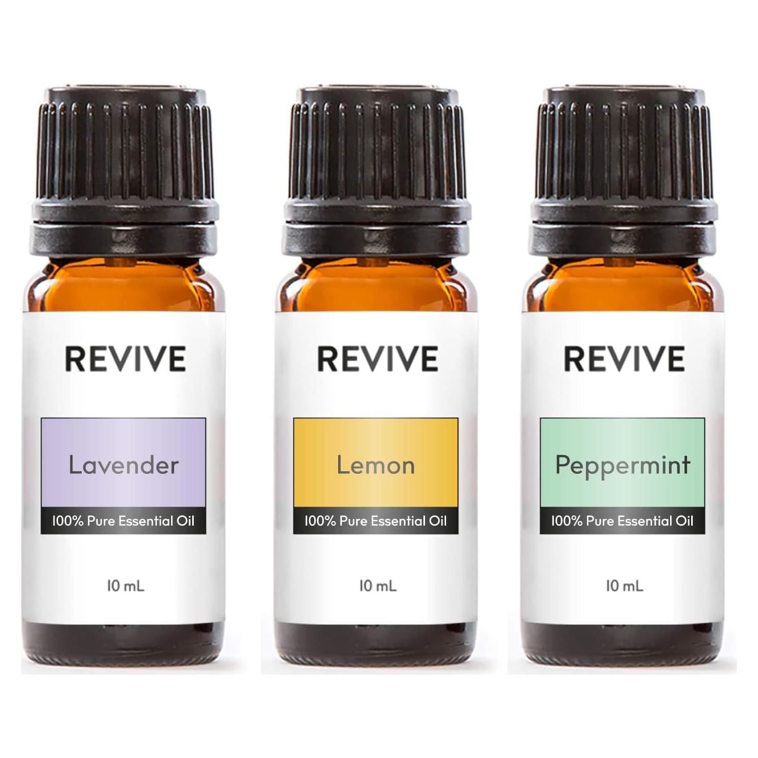 Kit de 3 Aceites Esenciales REVIVE - Lavanda, Limón, Menta 10ml