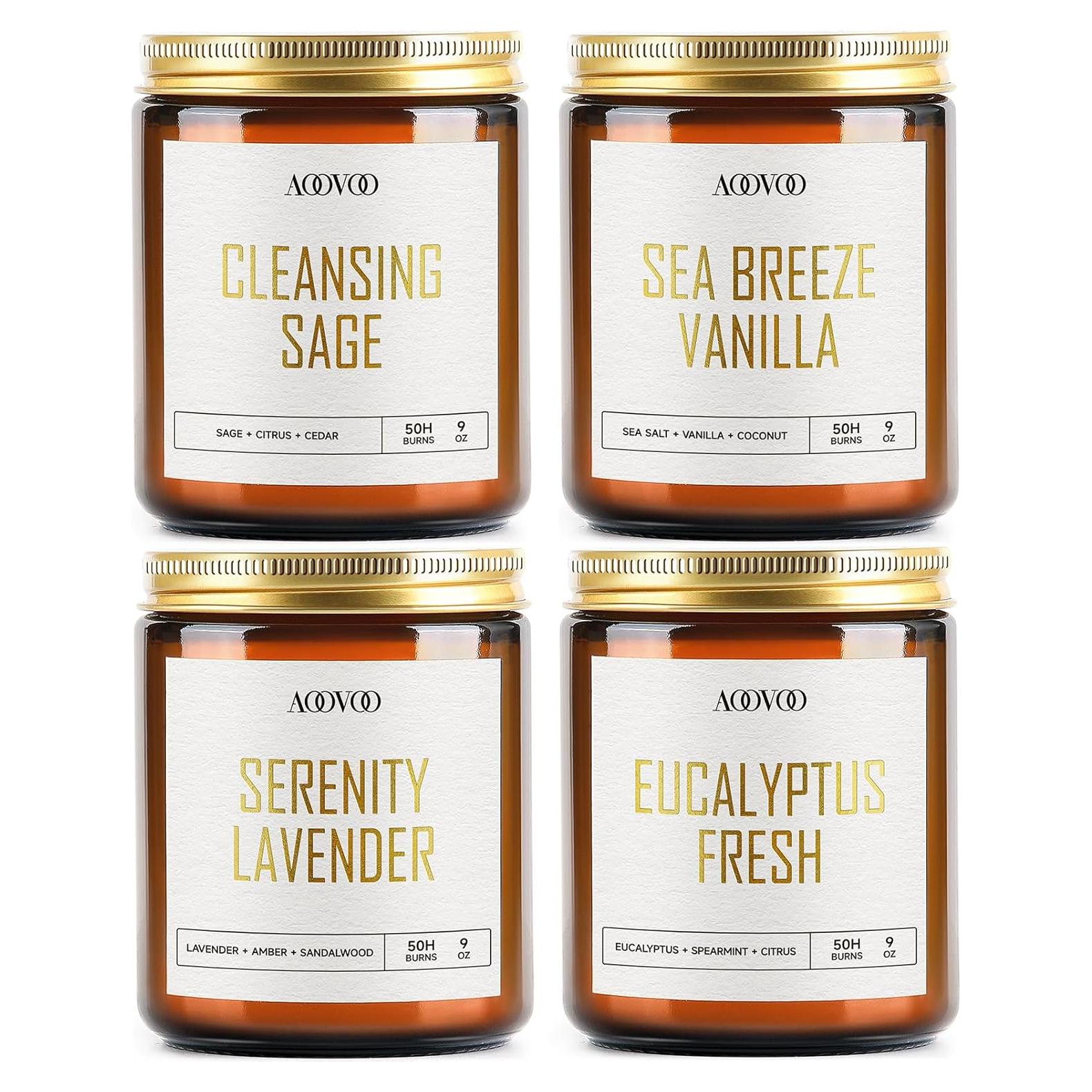 Set de 4 Velas Aromáticas AOOVOO - Cera de Soja 1021 g