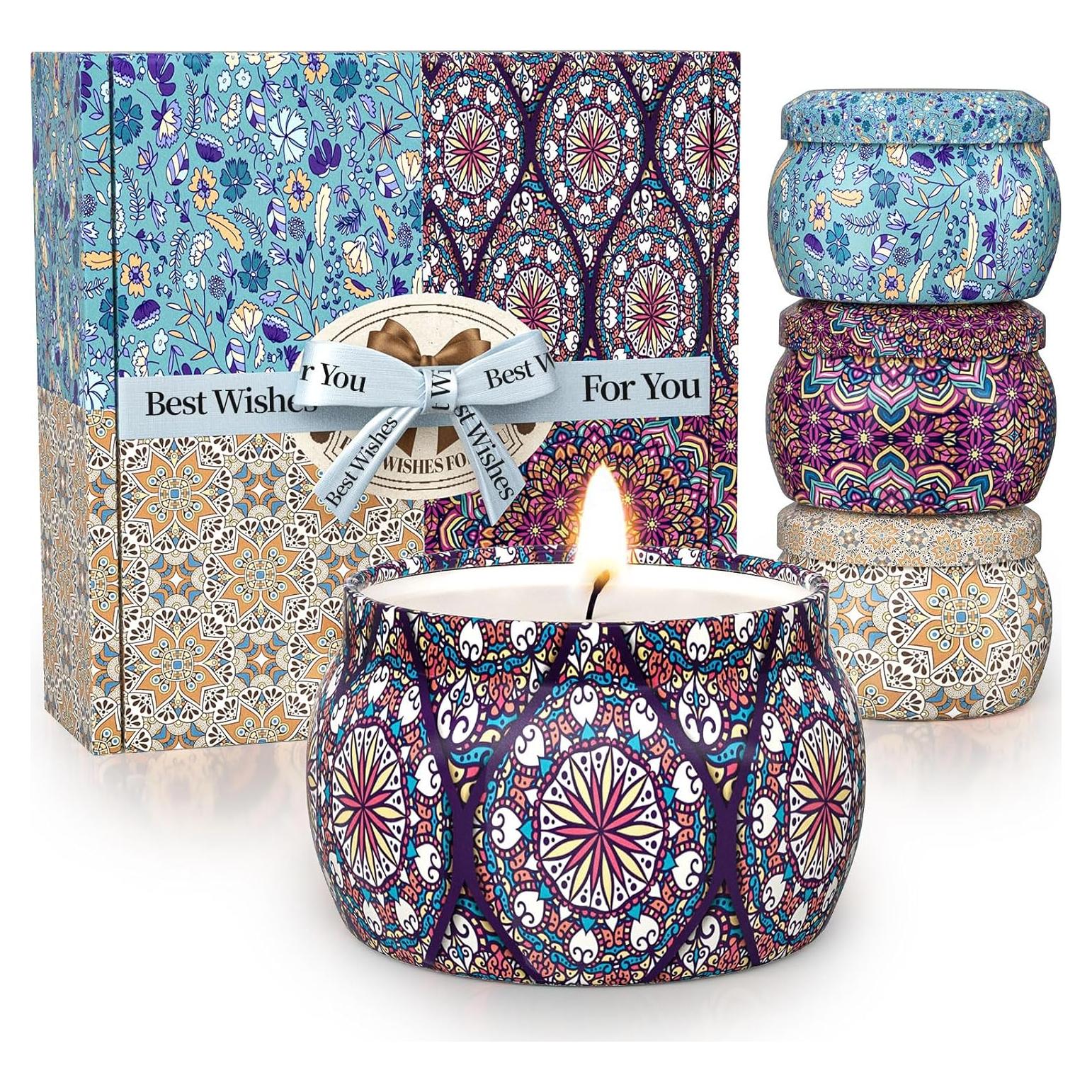 Juego de 4 Velas Aromáticas TranquilBliss de Cera de Soja 499g