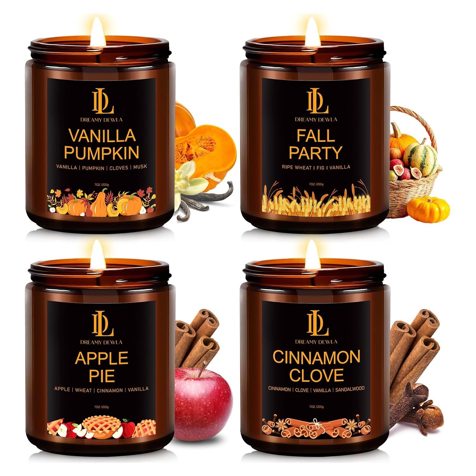 Juego de 4 Velas Aromáticas de Soja Otoño - 198g cada una