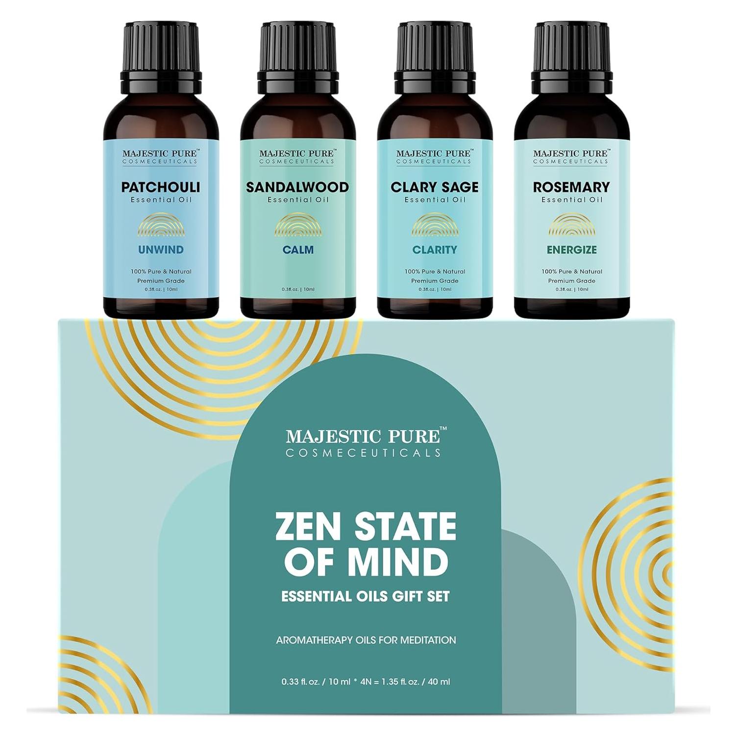 Set de Aceites Esenciales de Meditación Majestic Pure 4x8.8ml