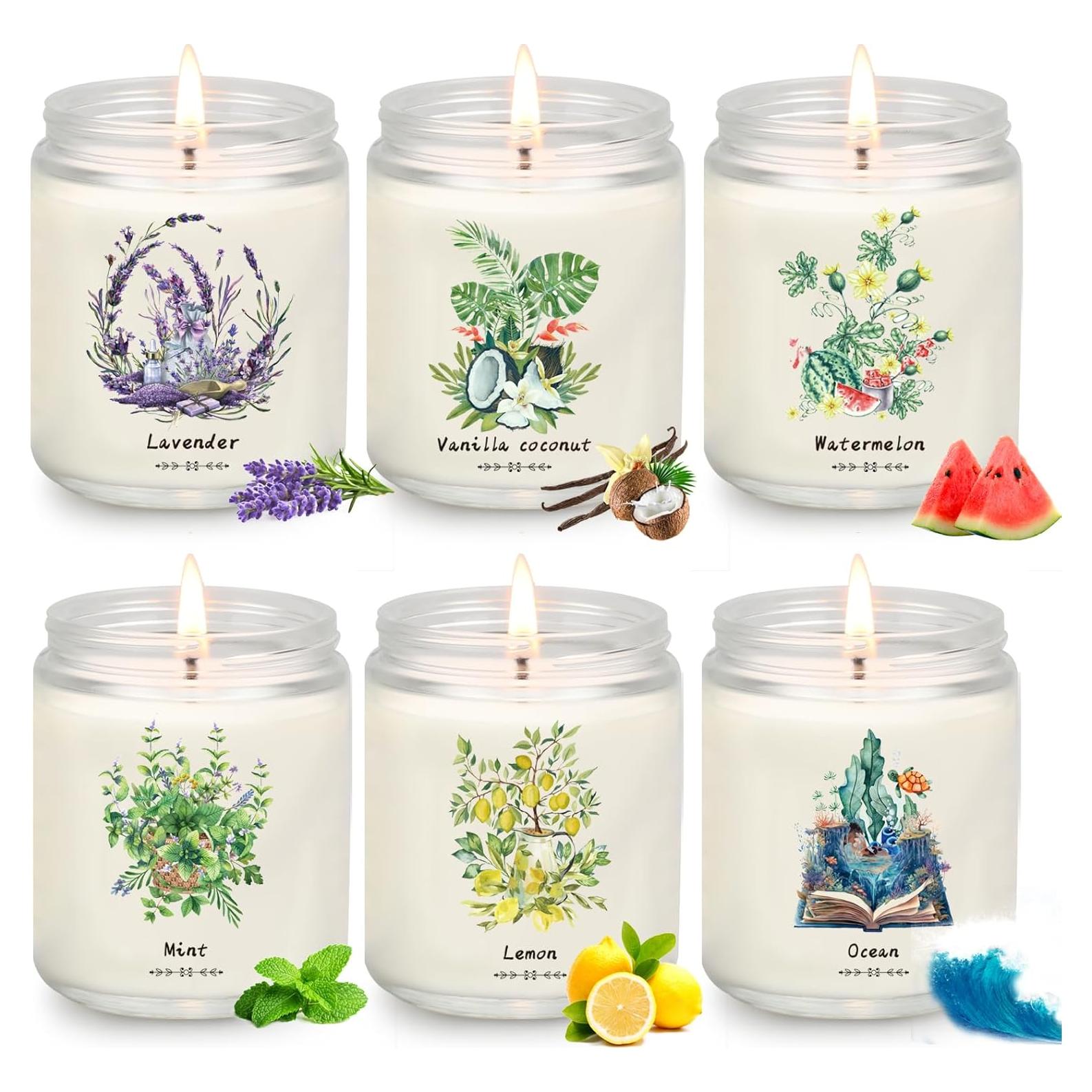 Juego de Velas Aromáticas Yinuo - 6 Pack Cera de Soja 198g