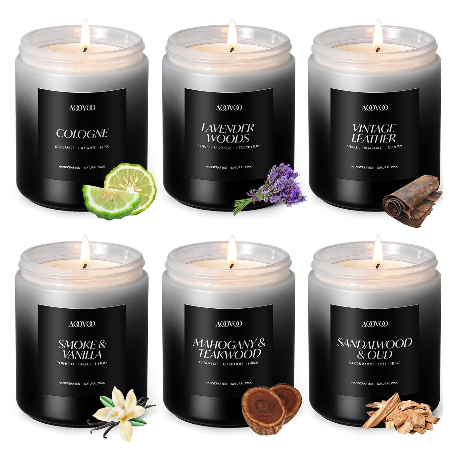 Conjunto de Velas Aromáticas AOOVOO - 6 Fragancias Masculinas