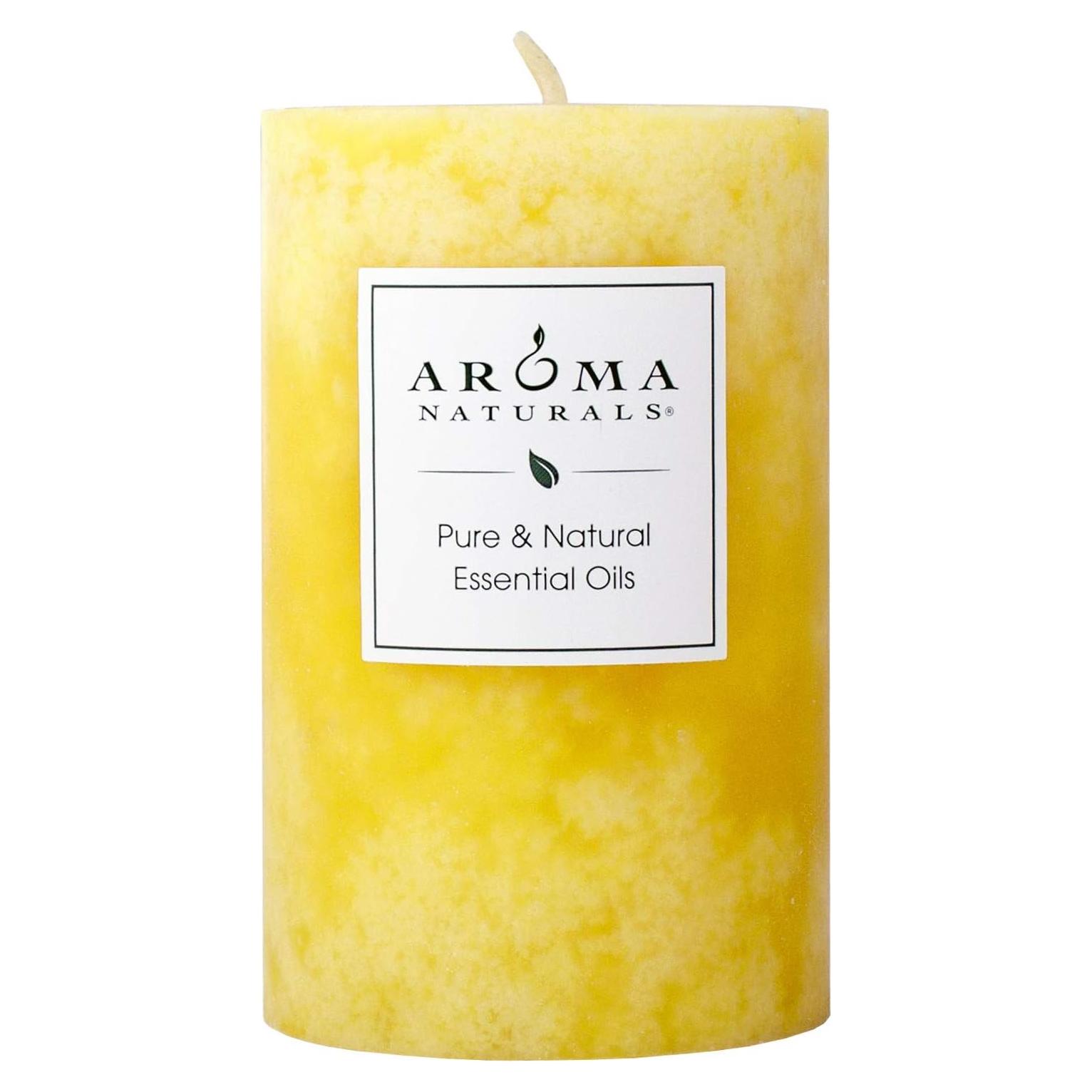 Vela Pilar Aromática Natural Aroma Naturals 6.35x10.16 cm Naranja y Hierba Limón