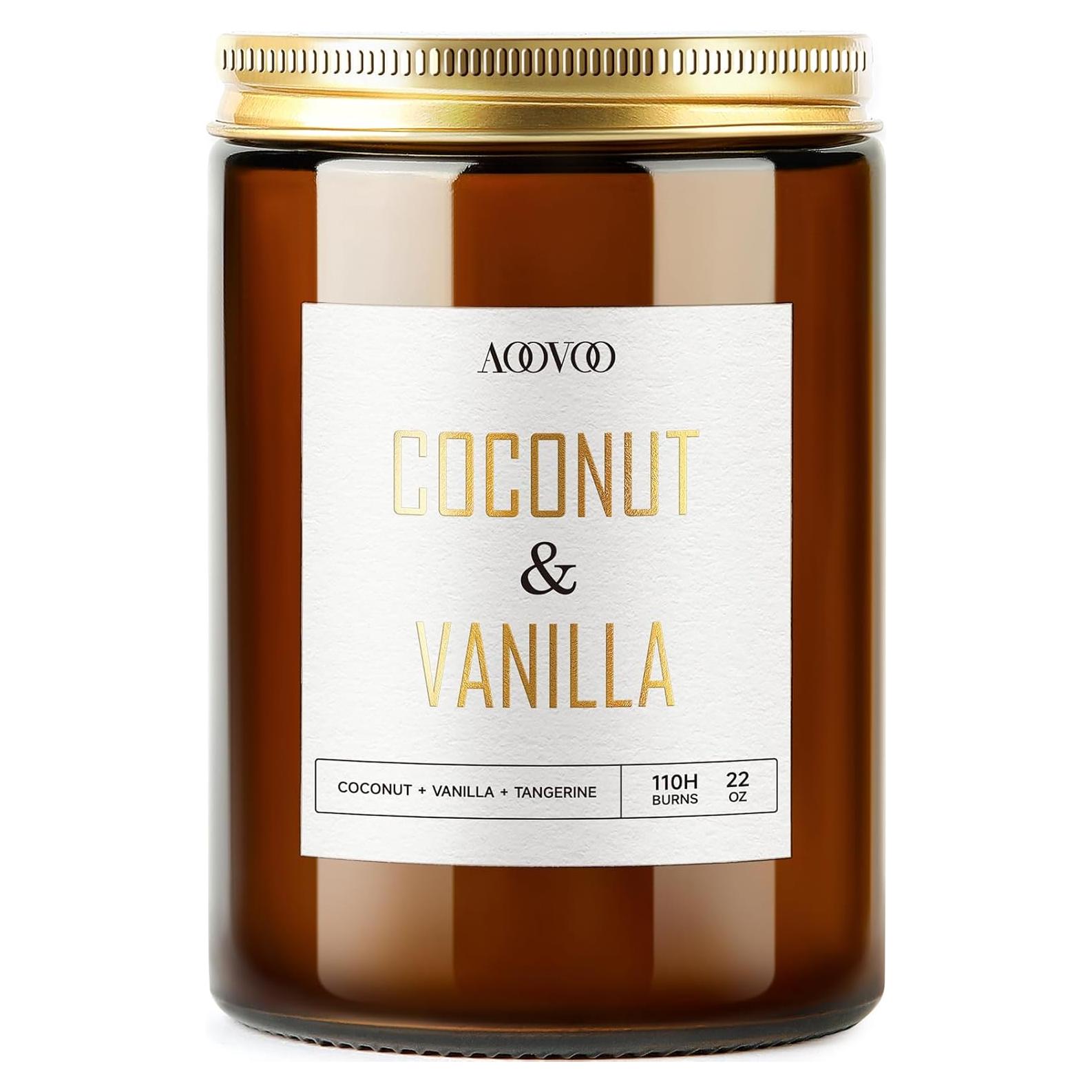 Vela Aromática de Cera de Soja AOOVOO Coco Vainilla 622g