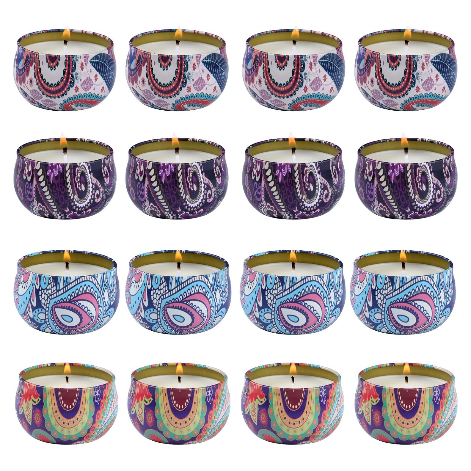 Juego de Velas Aromáticas Kedtui 16 Pack Cera de Soja Natural