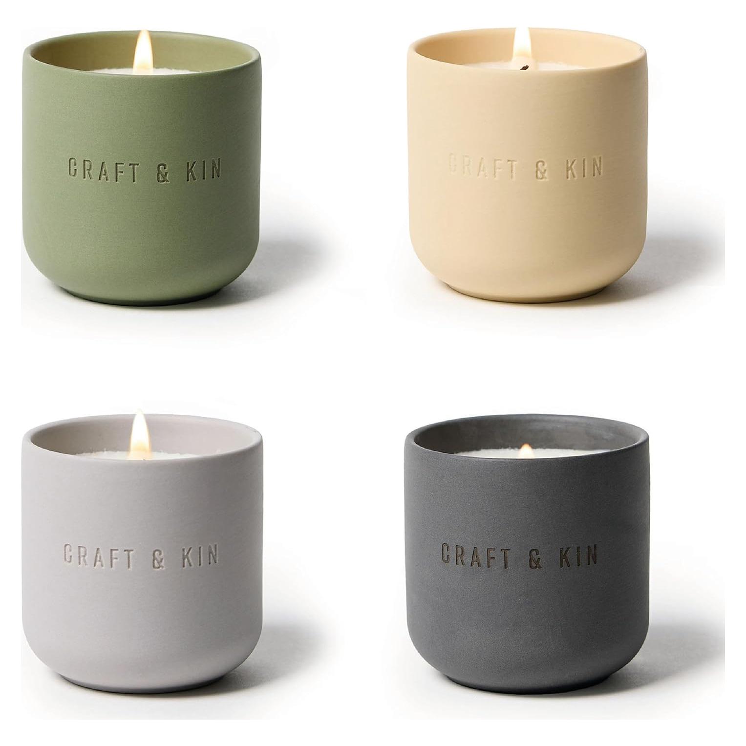 Juego de Velas Aromáticas Craft & Kin | 4 Velas 85g | Cera de Soja