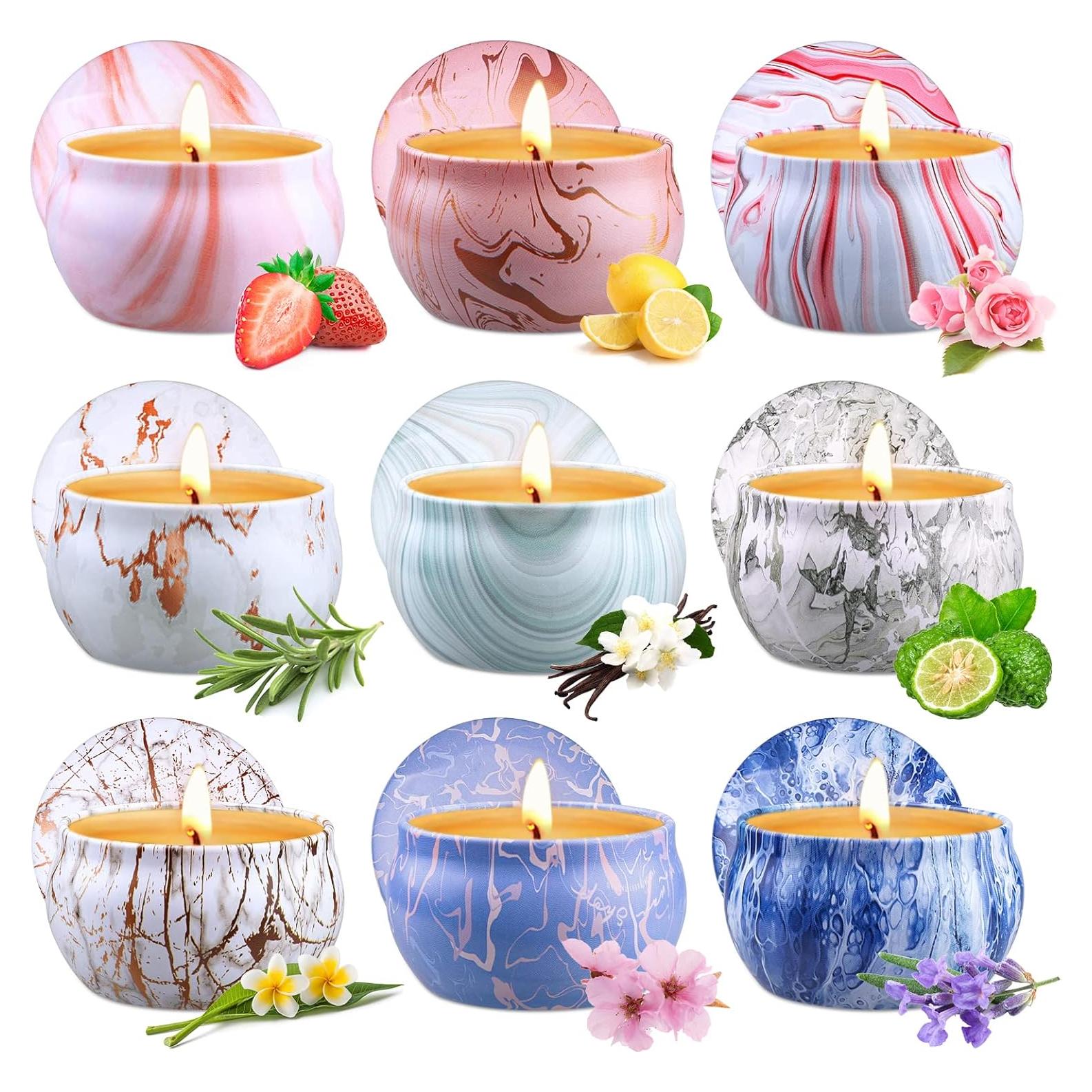 Conjunto de 9 Velas Aromáticas Aottom de Cera de Soja 70.9g