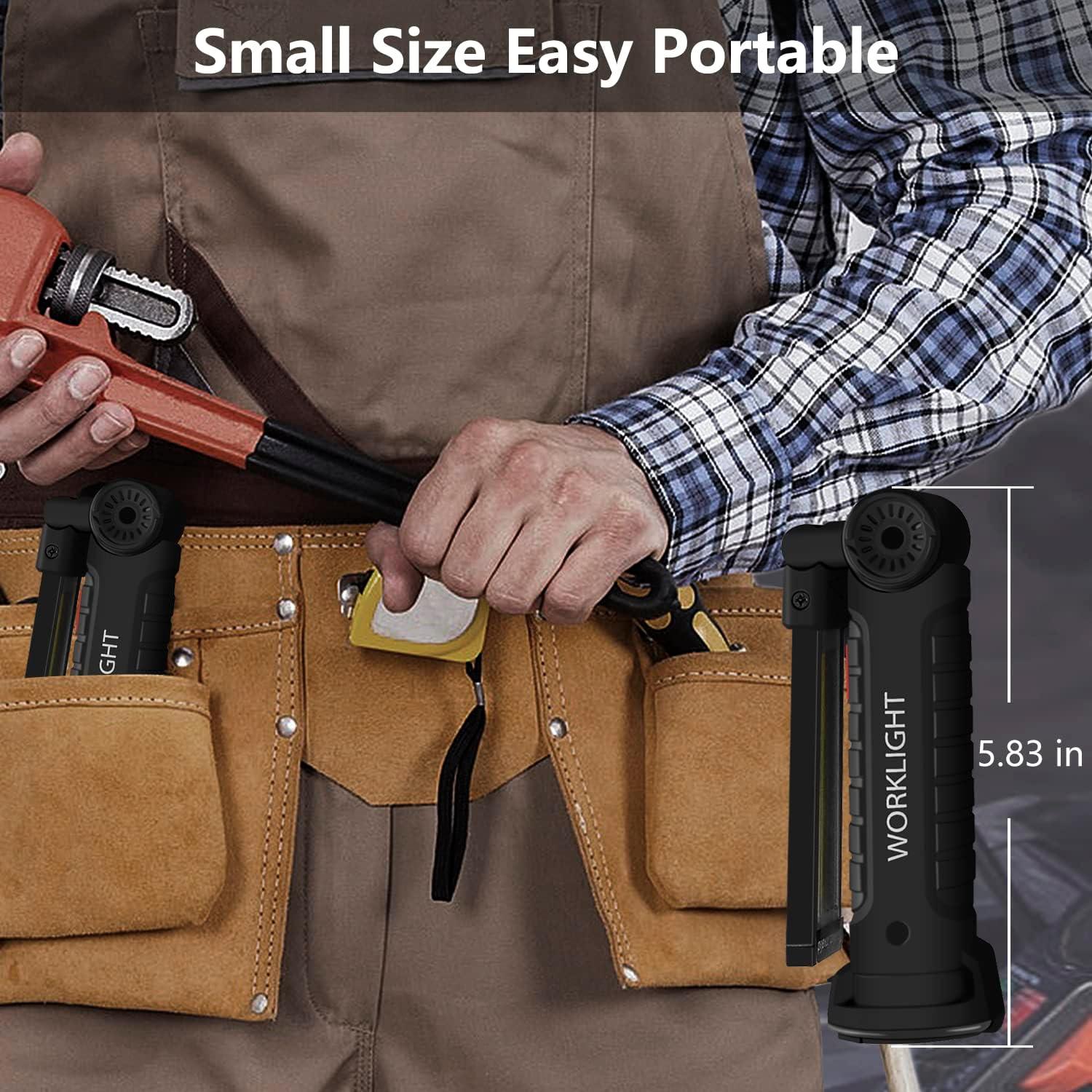 Luz de Trabajo LED Portátil 800 Lúmenes con Gancho y Base Magnética