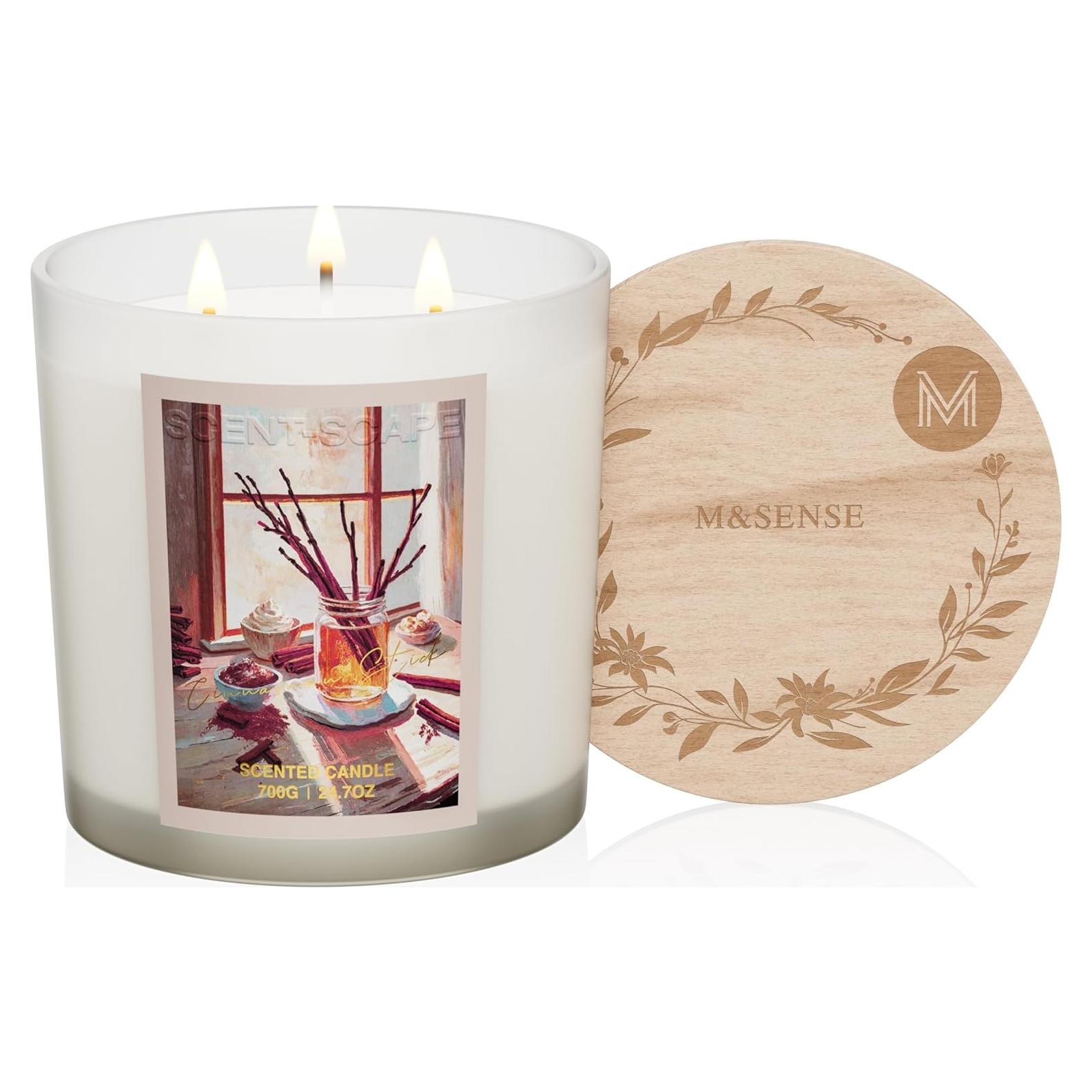 Vela Aromática M&SENSE Canela de Invierno 700g 120h 3 Mechas