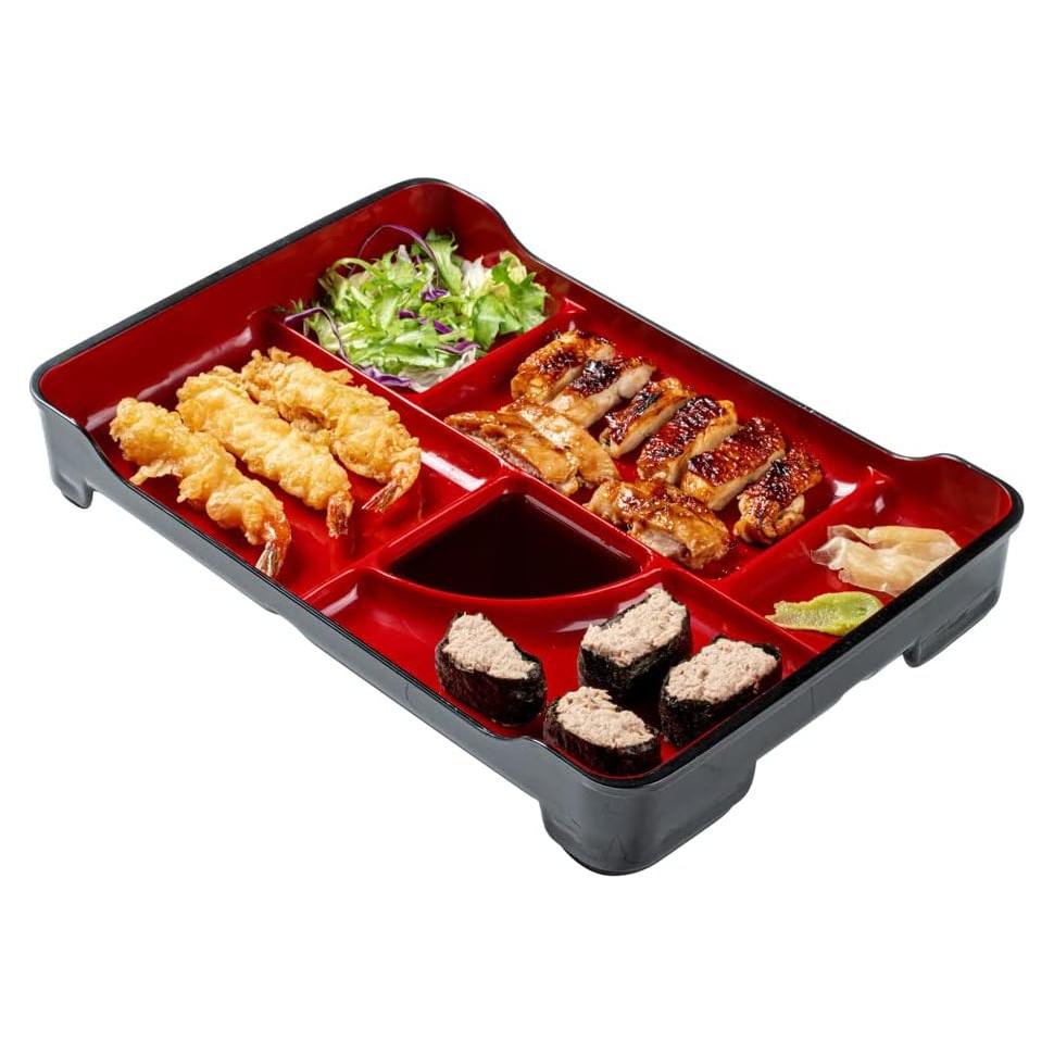 Plato Bento Restaurantware 5 Compartimentos 35.56x23.11cm Negro