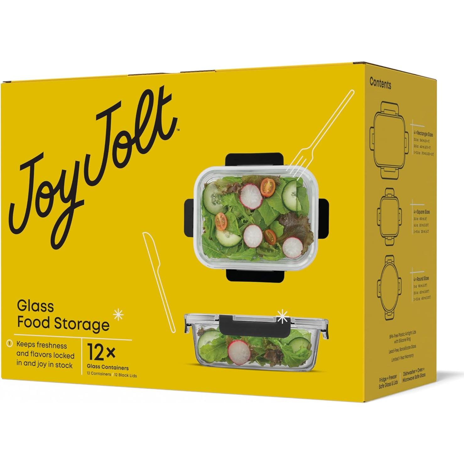 JoyJolt Juego de 12 Contenedores de Almacenamiento de Vidrio Hermético