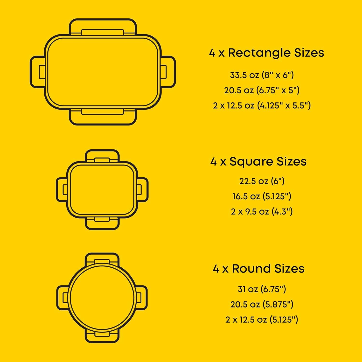 JoyJolt Juego de 12 Contenedores de Almacenamiento de Vidrio Hermético