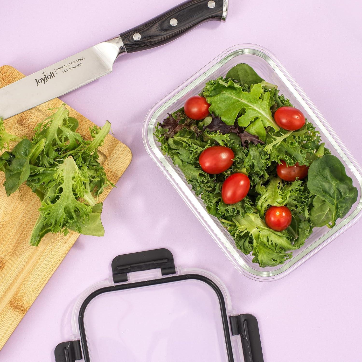 JoyJolt Juego de 12 Contenedores de Almacenamiento de Vidrio Hermético