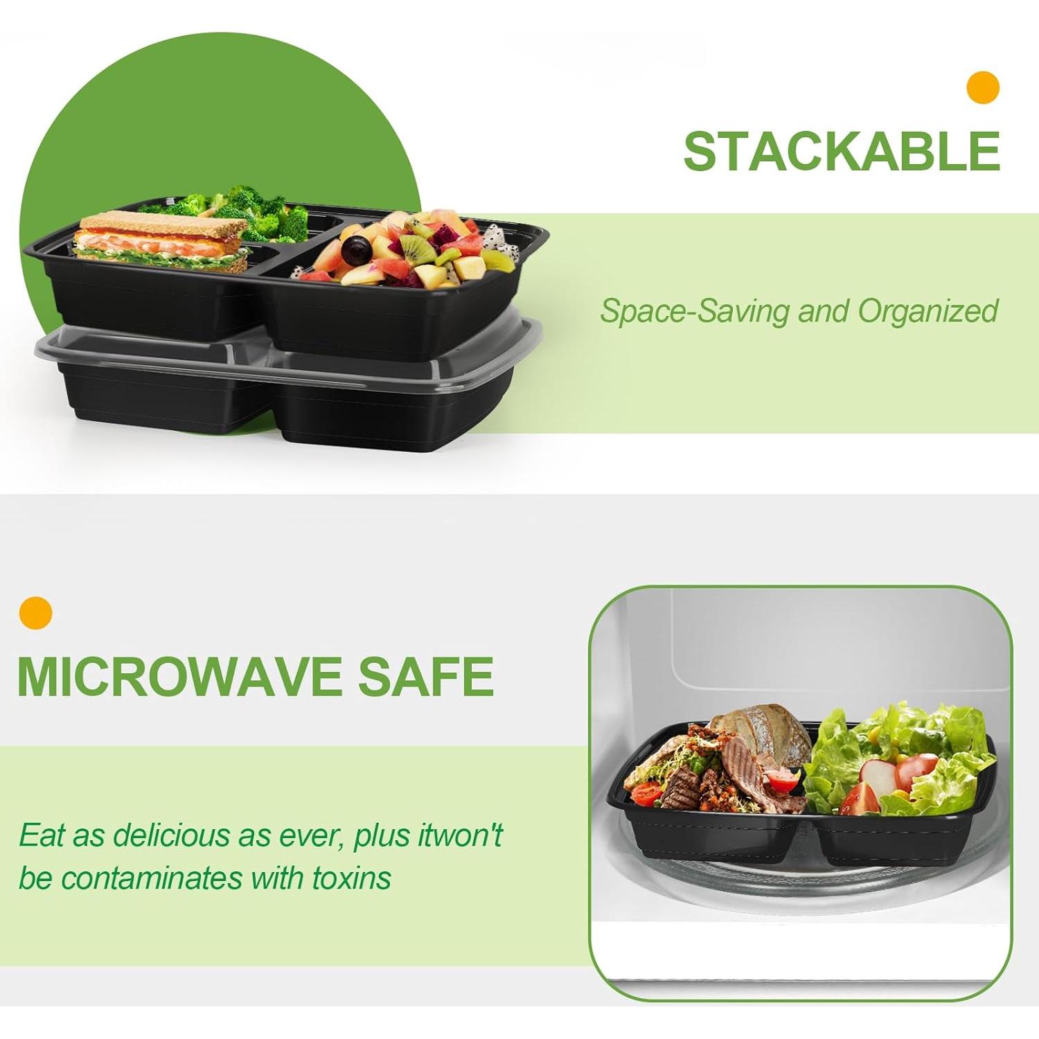 Paquete de 50 Contenedores KANEODOT 1.1 L 3 Compartimentos