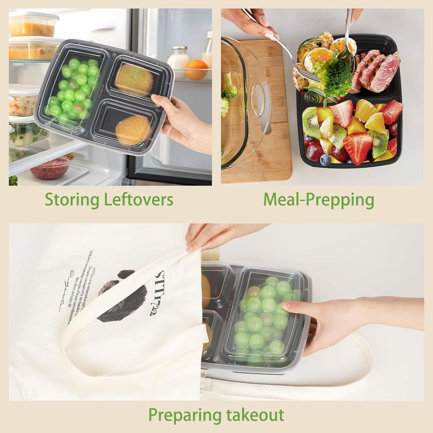 Paquete de 50 Contenedores KANEODOT 1.1 L 3 Compartimentos