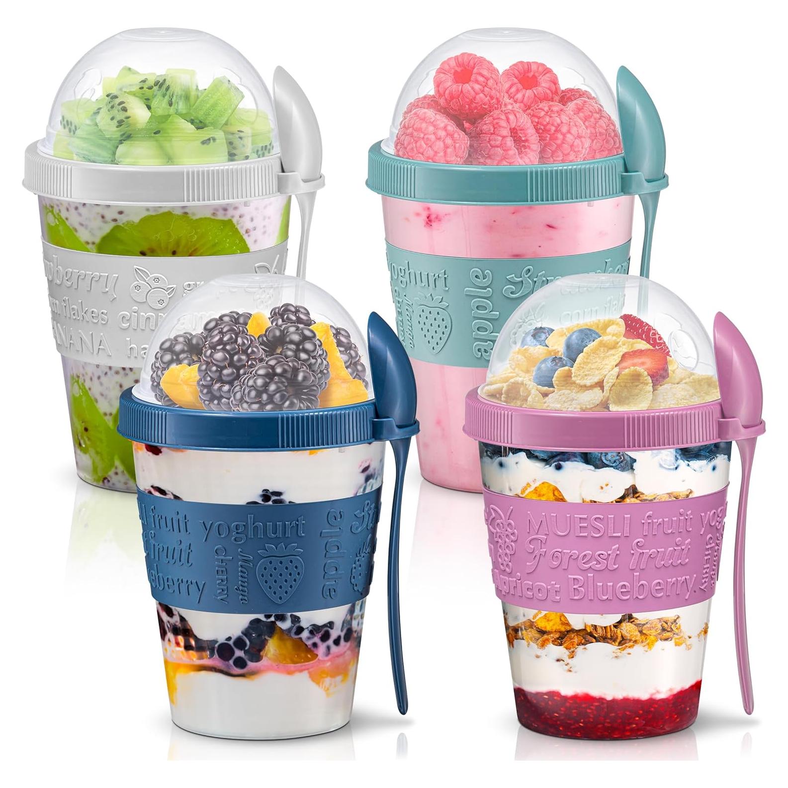 Tazas de Yogur Parfait Tribello 4 Pack 20oz Reutilizables