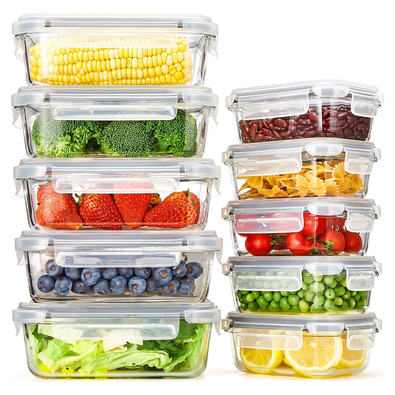 Set de 10 Contenedores de Almacenamiento de Vidrio Glotoch