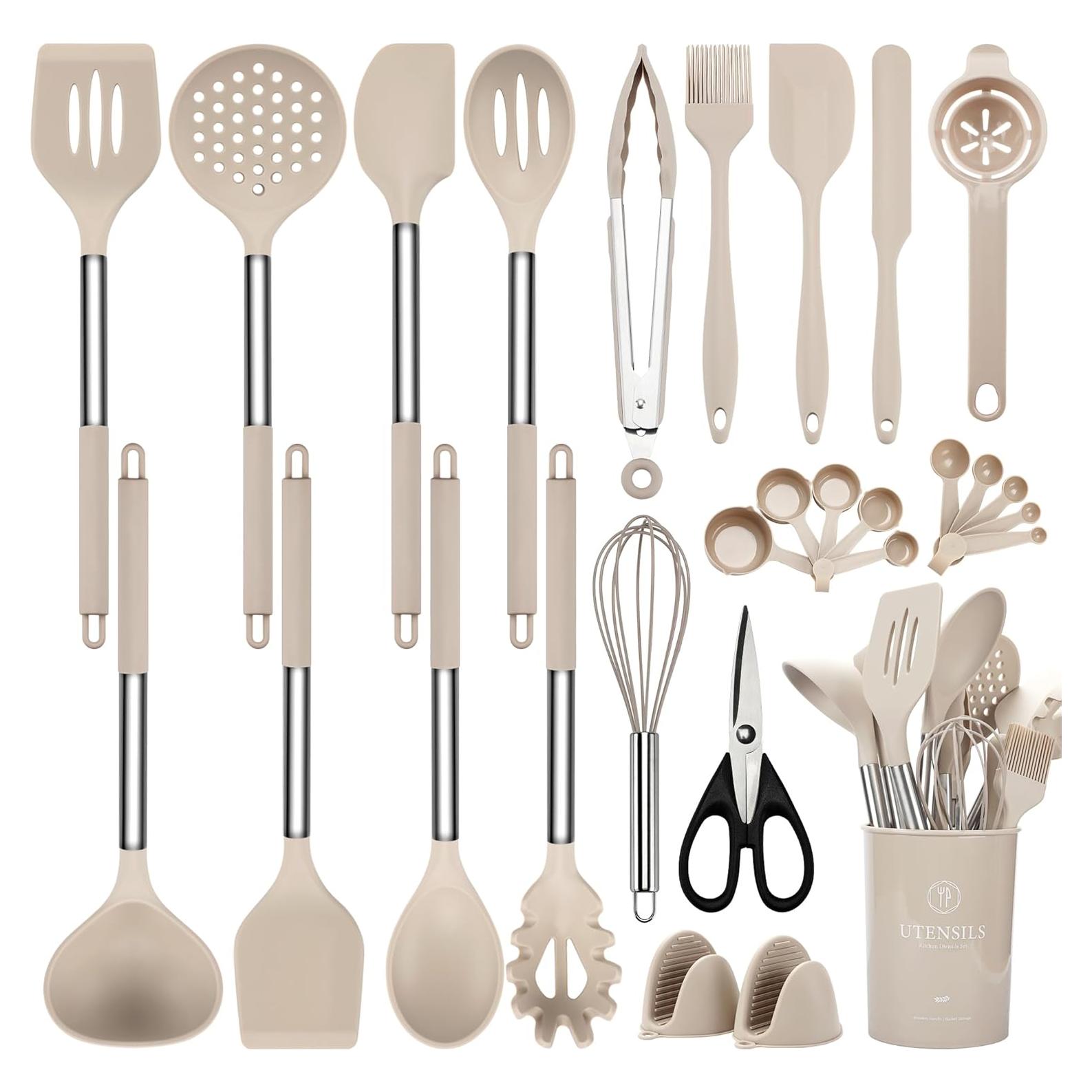 Juego de Utensilios de Cocina NCUE 28 Piezas Silicona Acero Inoxidable