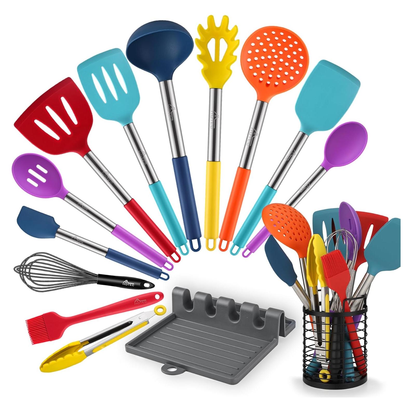 Juego de Utensilios de Cocina HOTEC 14pcs Silicona Multicolor