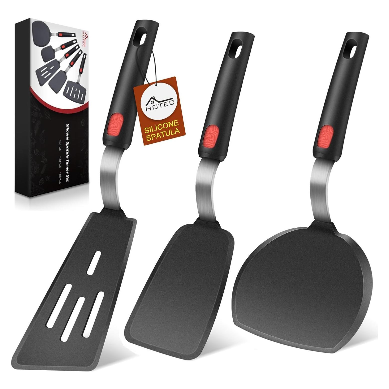 Juego de Espátulas de Silicona Hotec 3 Piezas Resistente al Calor