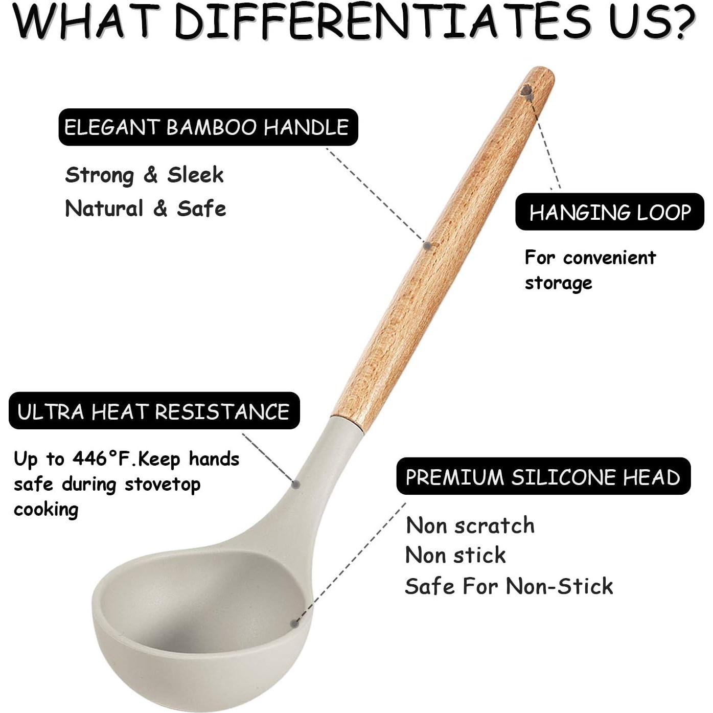 Juego de Utensilios de Cocina MIBOTE Silicona y Madera 11 Piezas