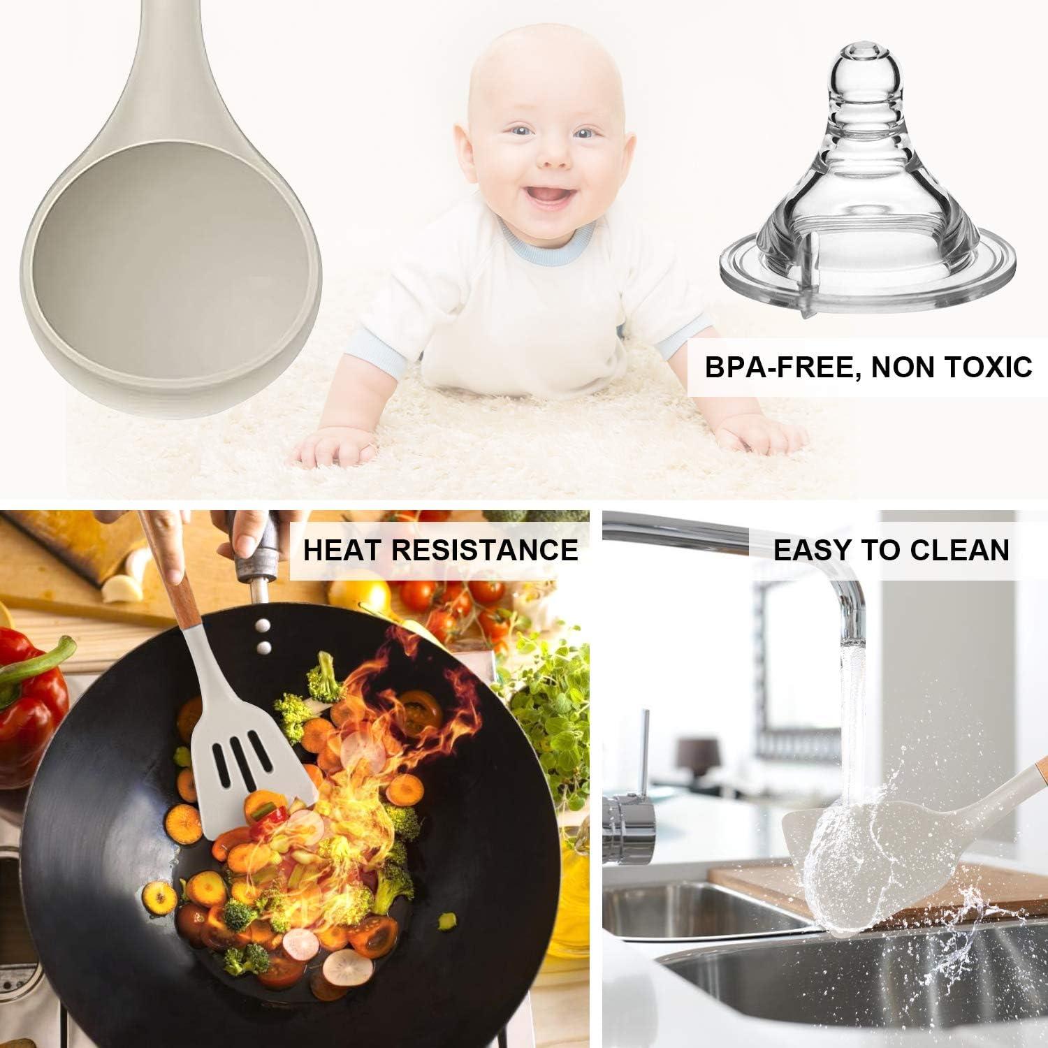 Juego de Utensilios de Cocina MIBOTE Silicona y Madera 11 Piezas