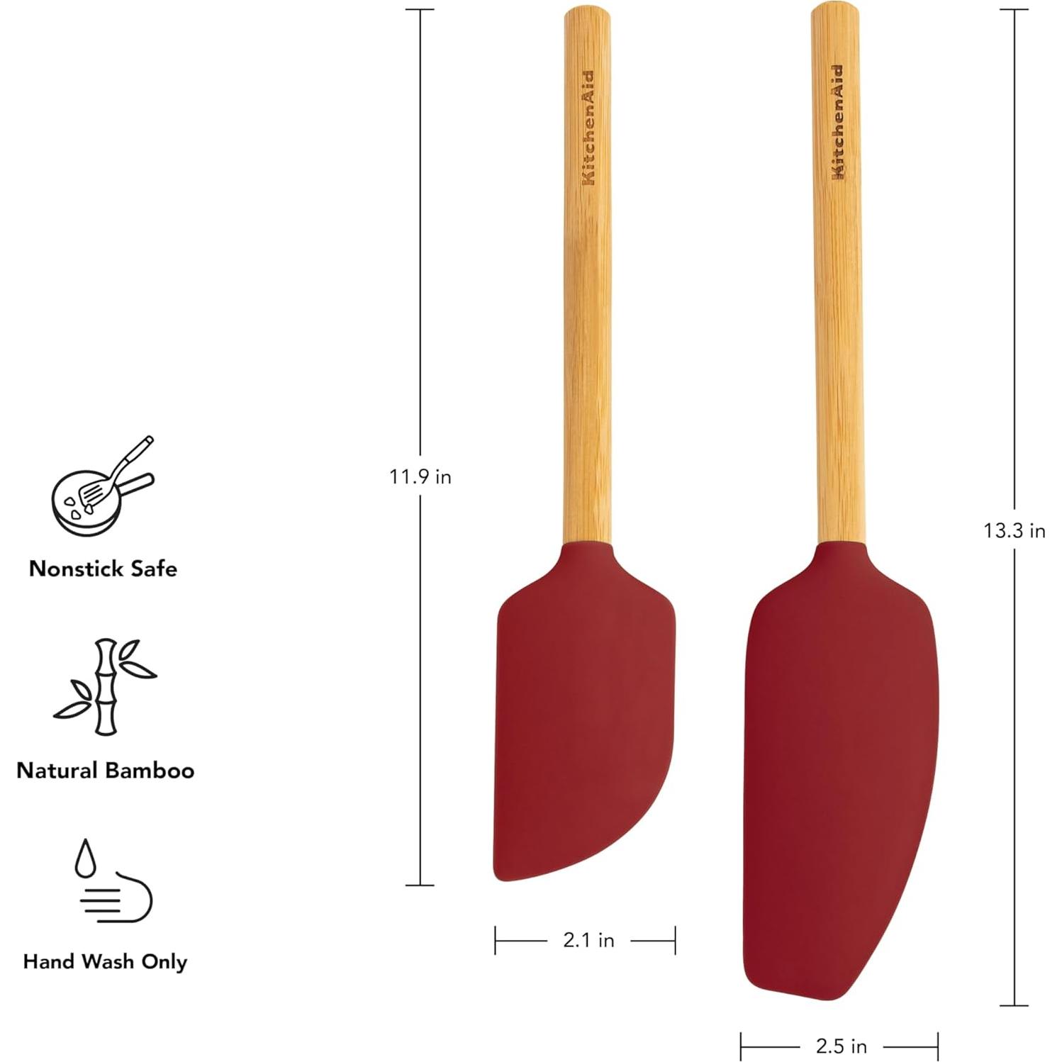 Juego de Espátulas de Bambú KitchenAid 2 Piezas Rojo
