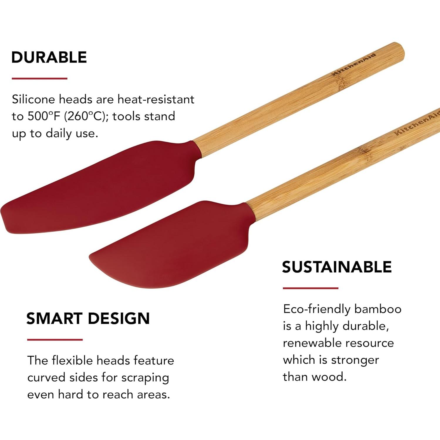 Juego de Espátulas de Bambú KitchenAid 2 Piezas Rojo