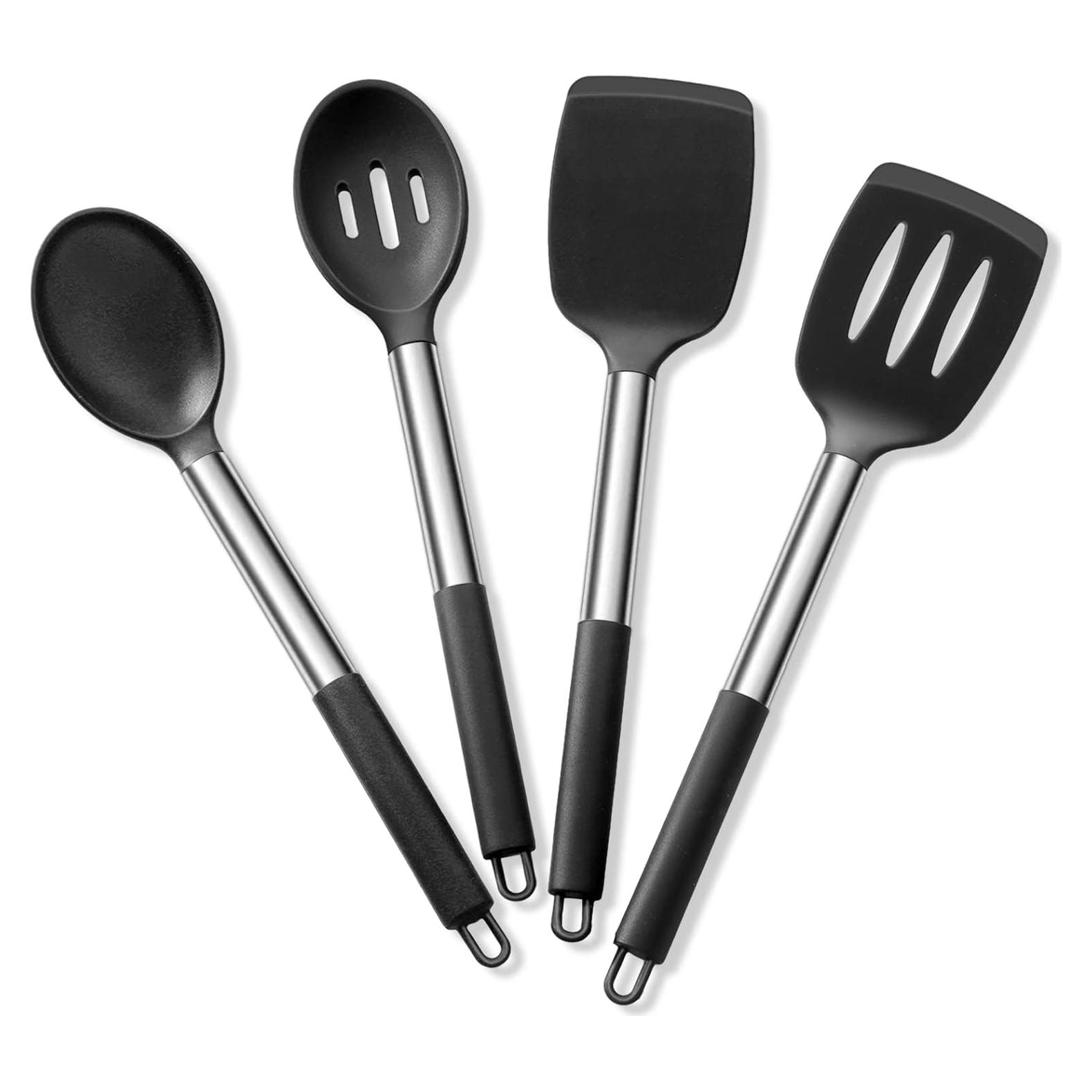 Juego de Utensilios de Cocina E-far 4 Piezas Silicona Negra